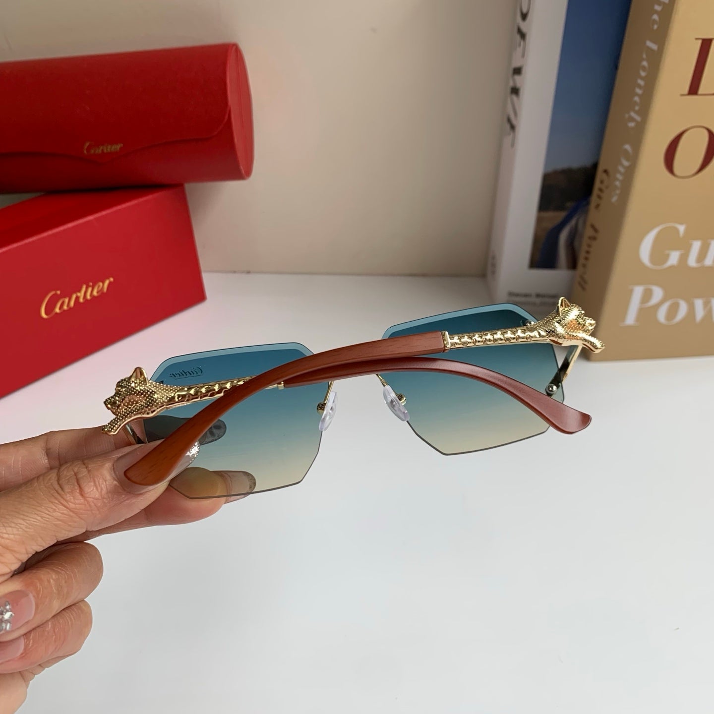 Cartier Metal Fashion Blue Lens Sunglasses for Men & Women - 465776 - detail image 8