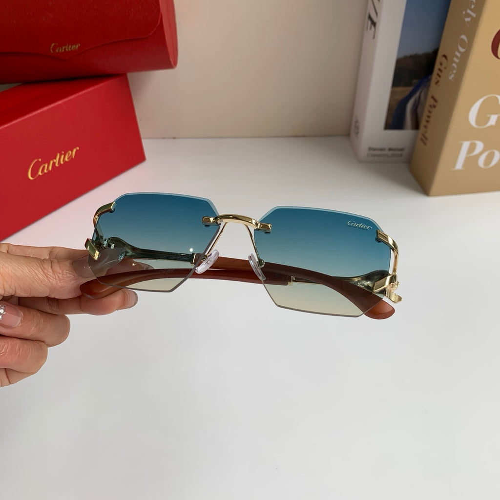Cartier Metal Fashion Blue Lens Sunglasses for Men & Women - 132552 - detail image 5