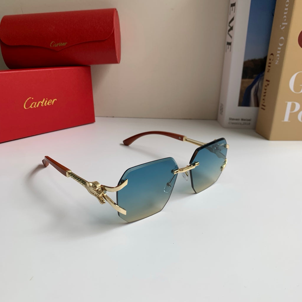 Cartier Metal Fashion Blue Lens Sunglasses for Men & Women - 382763