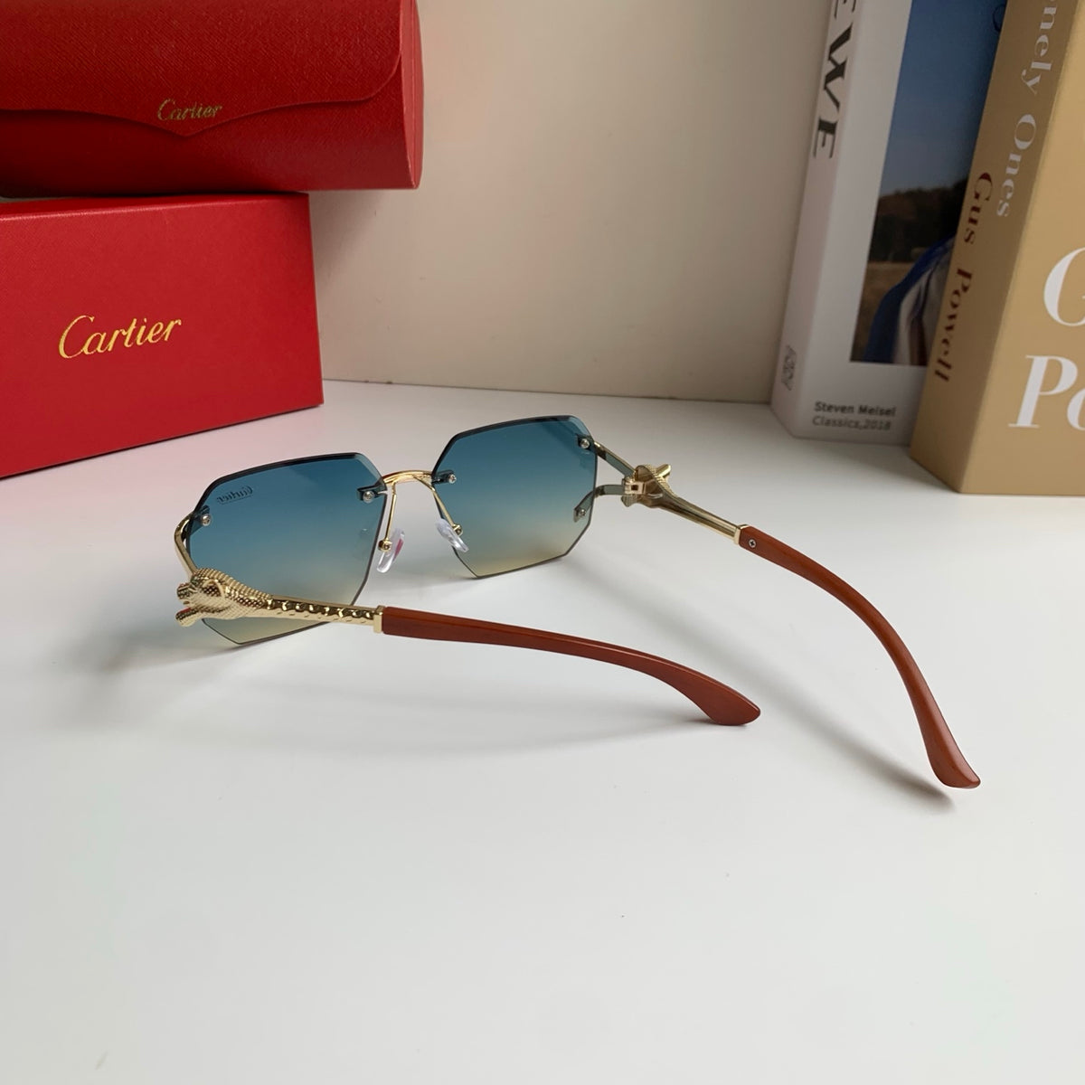 Cartier Metal Fashion Blue Lens Sunglasses for Men & Women - 465776 - detail image 6