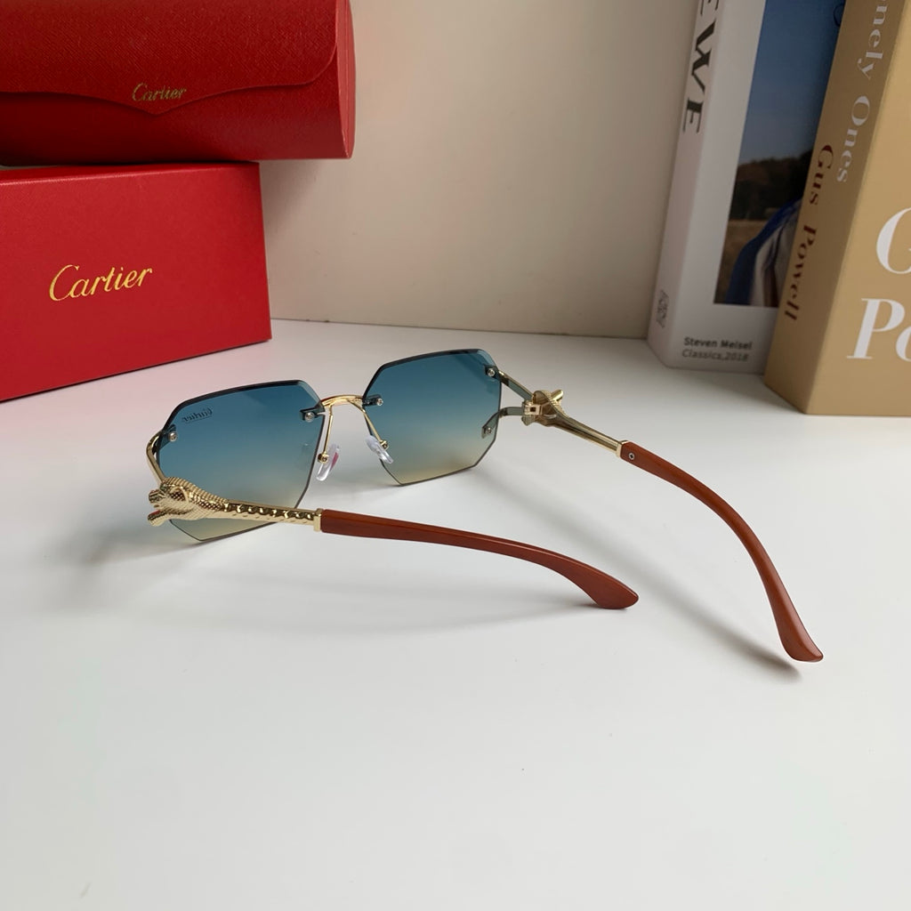 Cartier Metal Fashion Blue Lens Sunglasses for Men & Women - 132552 - detail image 6