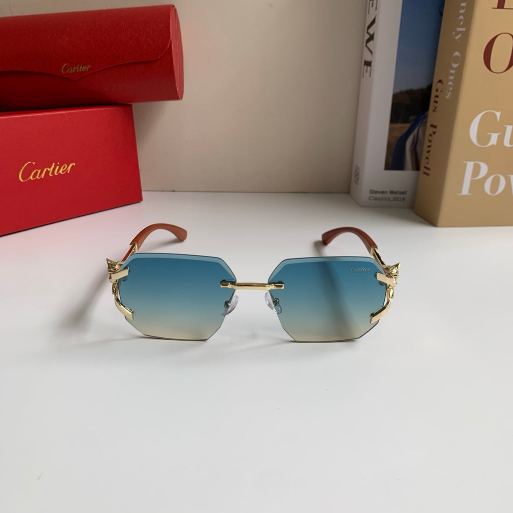 Cartier Metal Fashion Blue Lens Sunglasses for Men & Women - 132552 - detail image 3