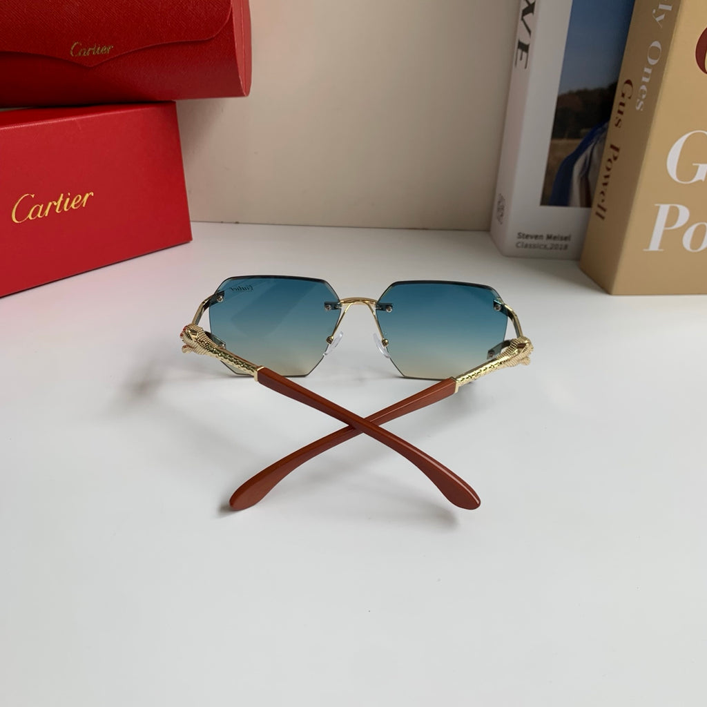 Cartier Metal Fashion Blue Lens Sunglasses for Men & Women - 382763 - detail image 7