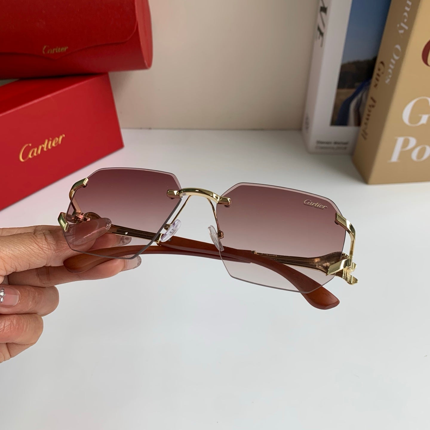 Cartier Metal Fashion Silver Lens Sunglasses for Men & Women - 132553 - detail image 3