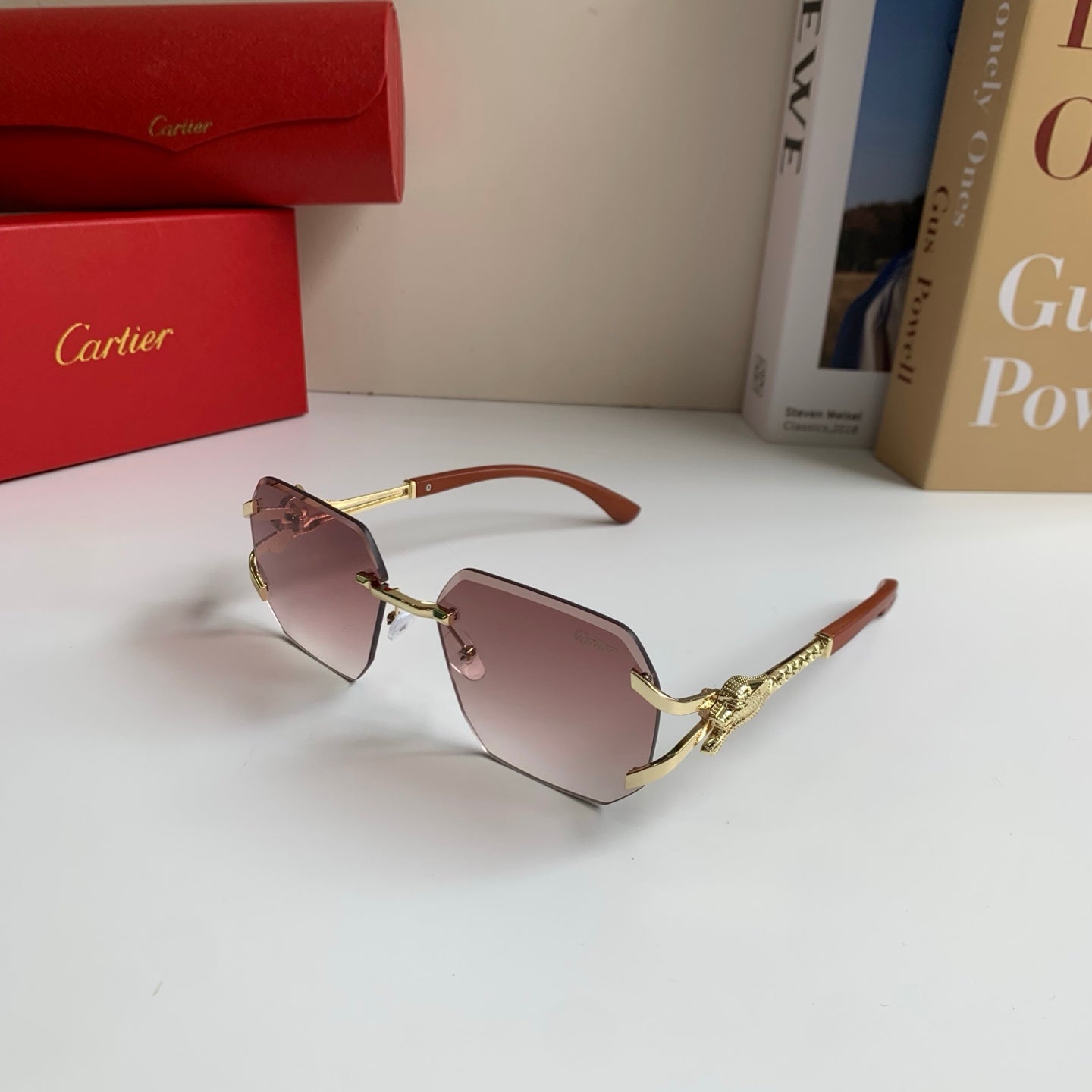Cartier Metal Fashion Silver Lens Sunglasses for Men & Women - 132553 - detail image 2