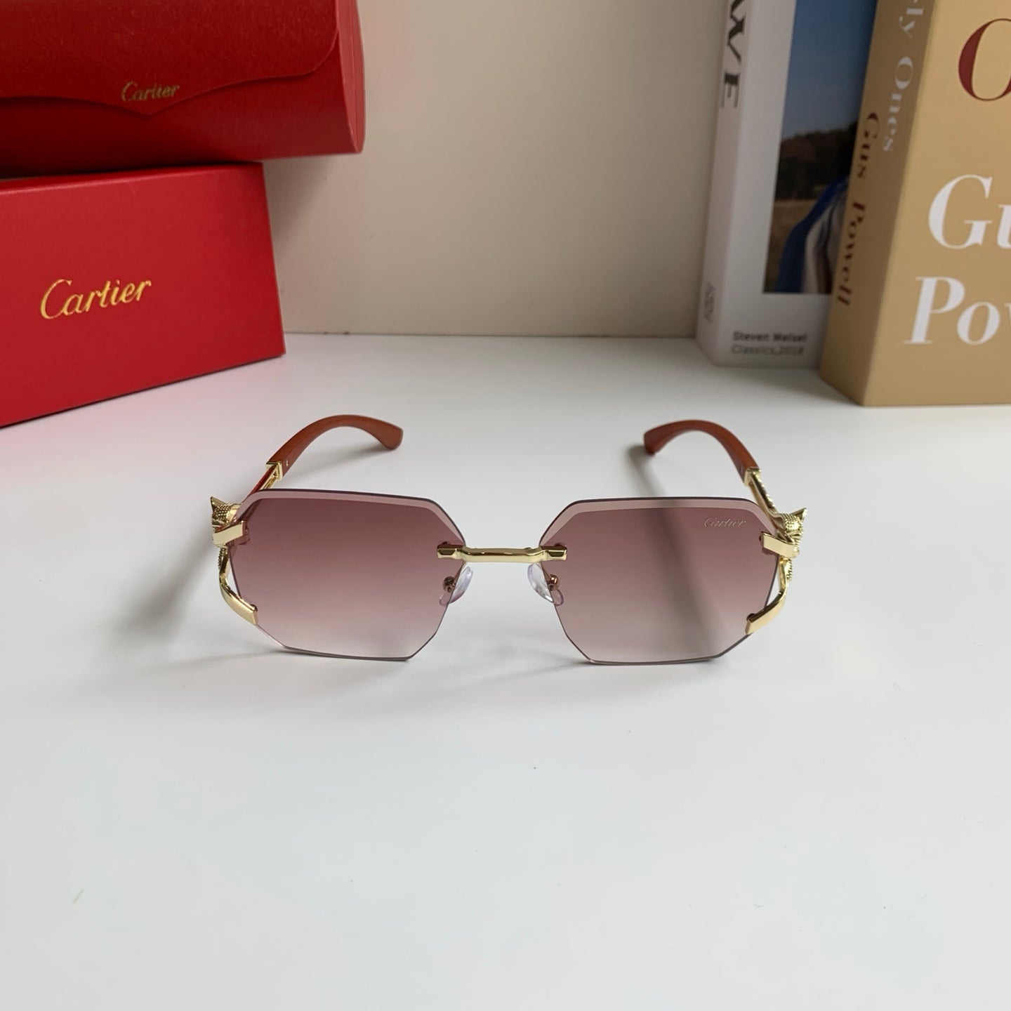 Cartier Metal Fashion Silver Lens Sunglasses for Men & Women - 382764 - detail image 5