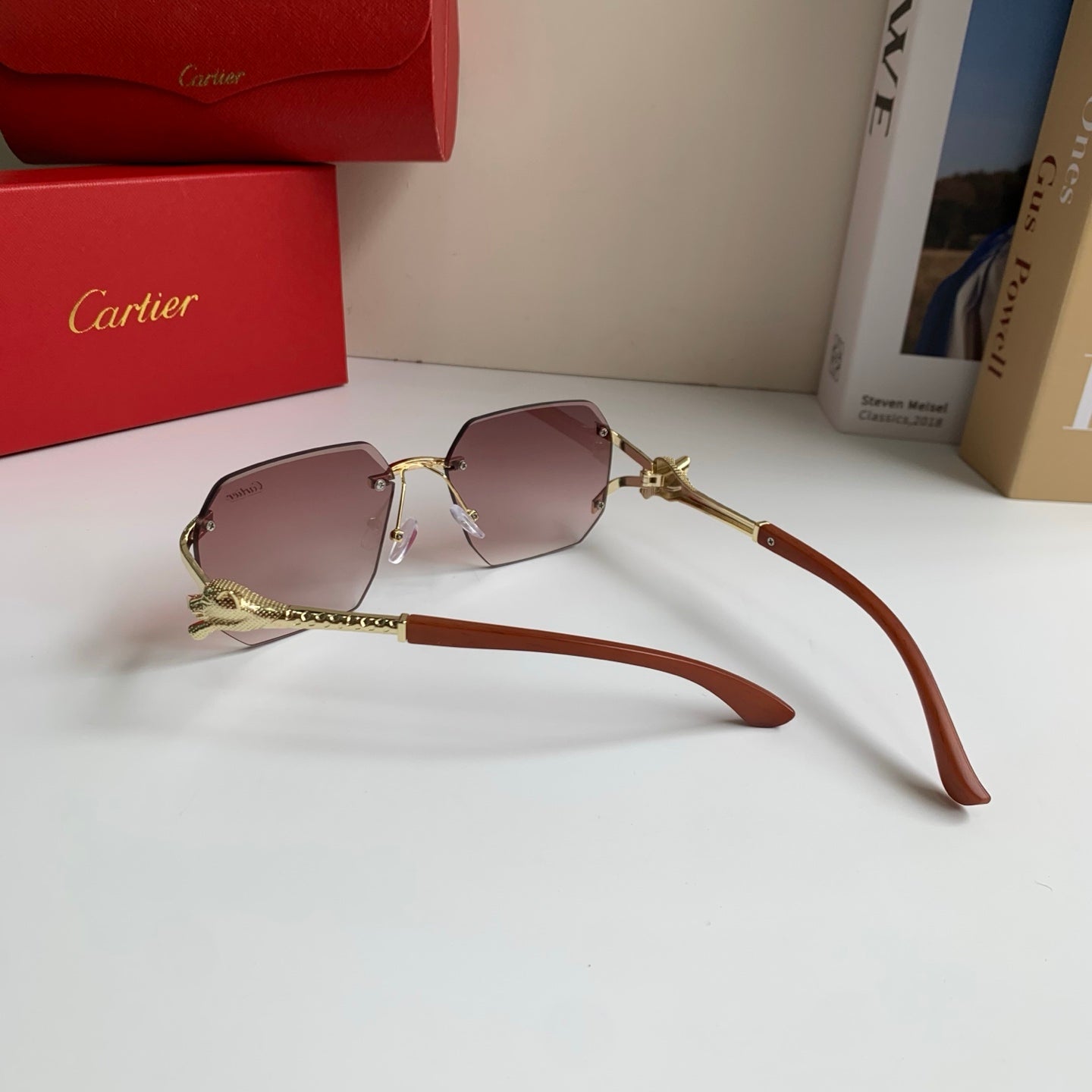 Cartier Metal Fashion Silver Lens Sunglasses for Men & Women - 382764 - detail image 9