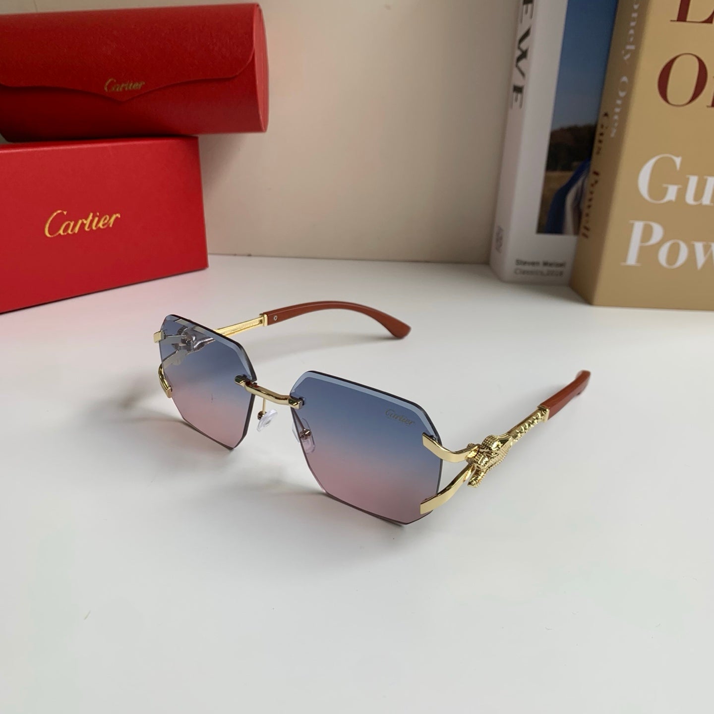 Cartier Metal Fashion Silver Lens Sunglasses for Men & Women - 382766 - detail image 2
