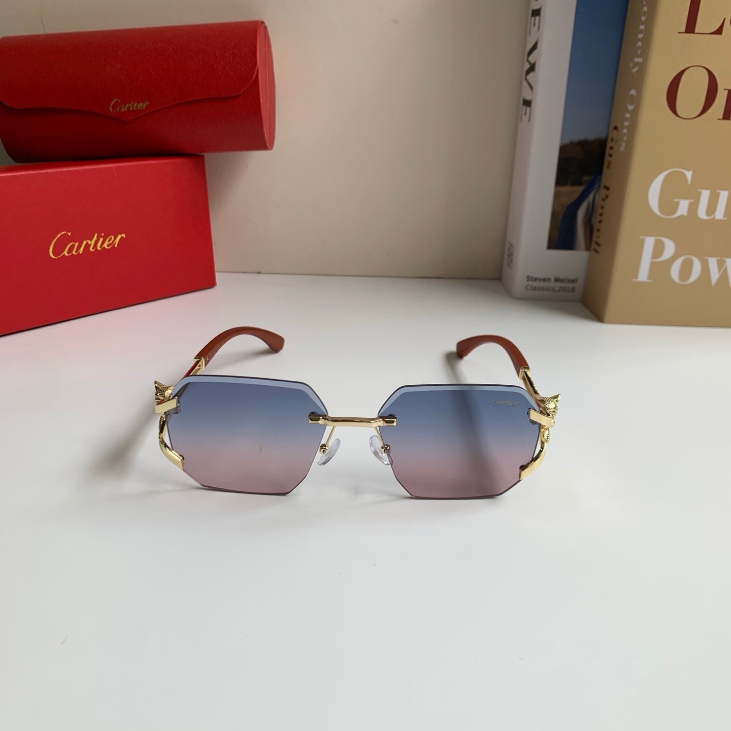 Cartier Metal Fashion Silver Lens Sunglasses for Men & Women - 465779 - detail image 5