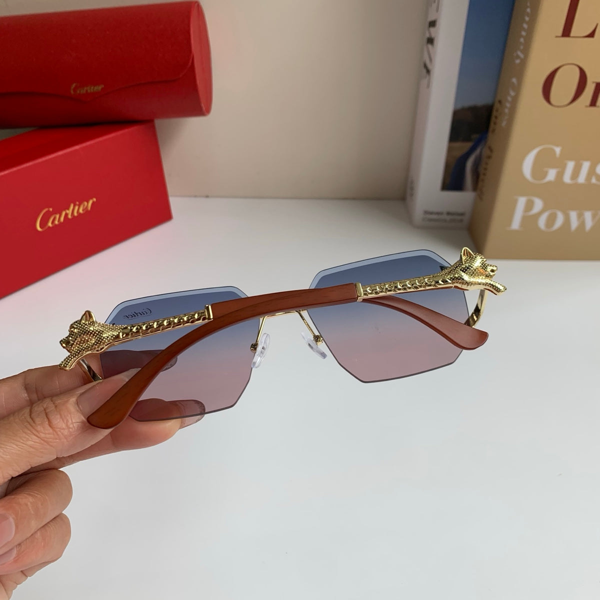 Cartier Metal Fashion Silver Lens Sunglasses for Men & Women - 132555 - detail image 6