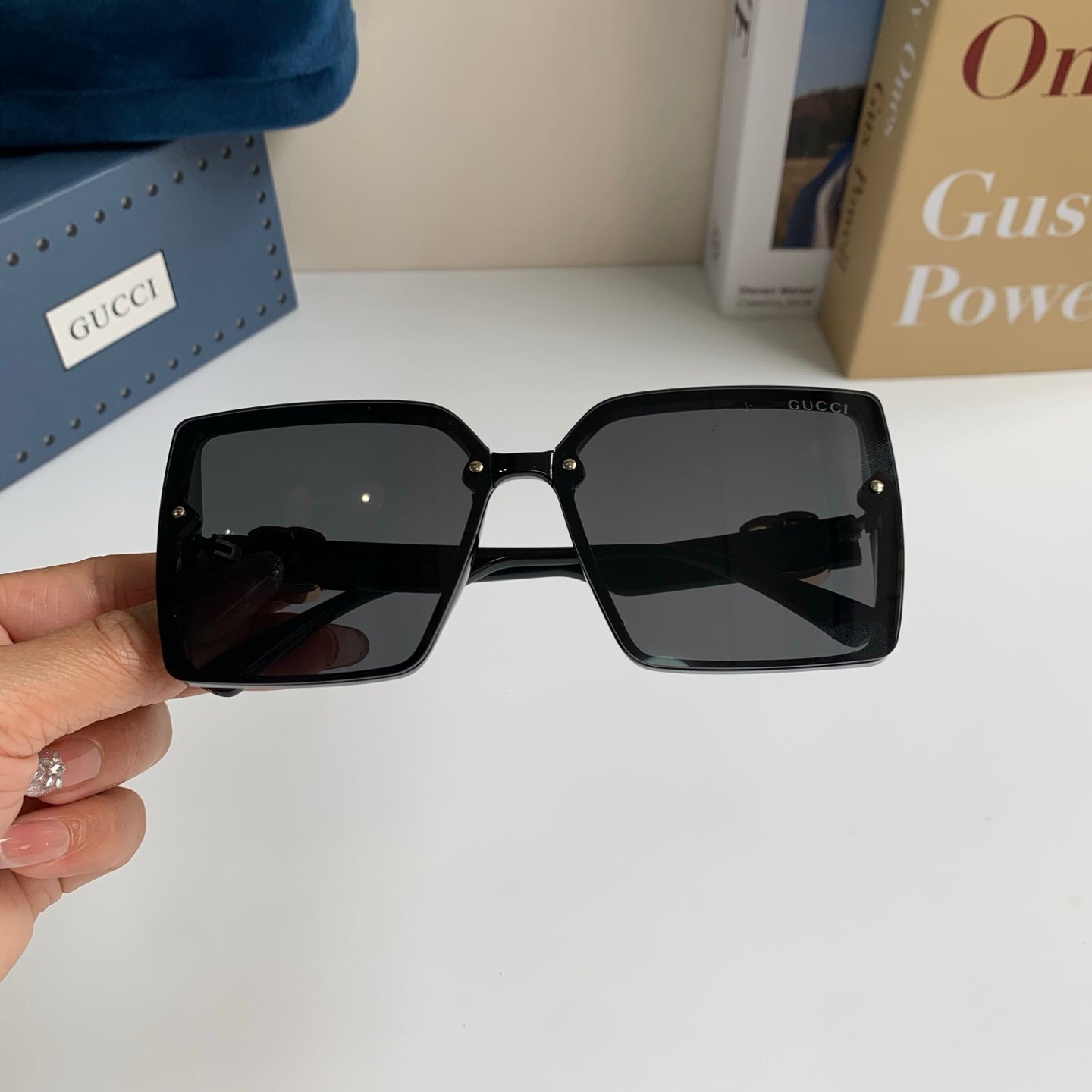 Gucci Metal Square Black Lens Sunglasses for Men & Women - 382143 - detail image 5
