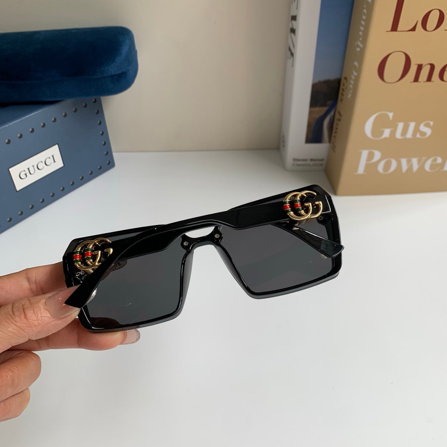 Gucci Metal Square Black Lens Sunglasses for Men & Women - 382143 - detail image 8