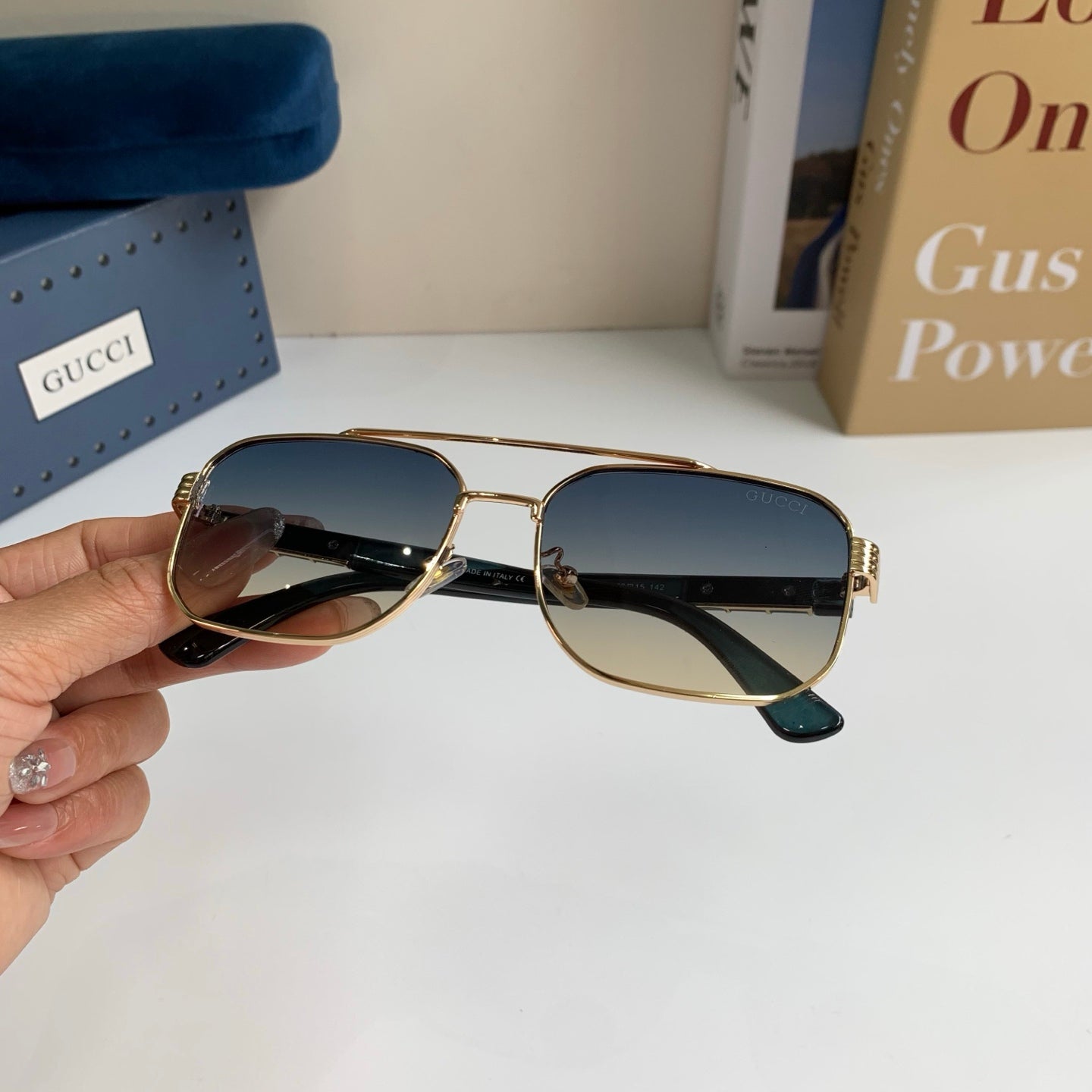 Gucci Metal Square Silver Lens Sunglasses for Men & Women - 398422 - detail image 5