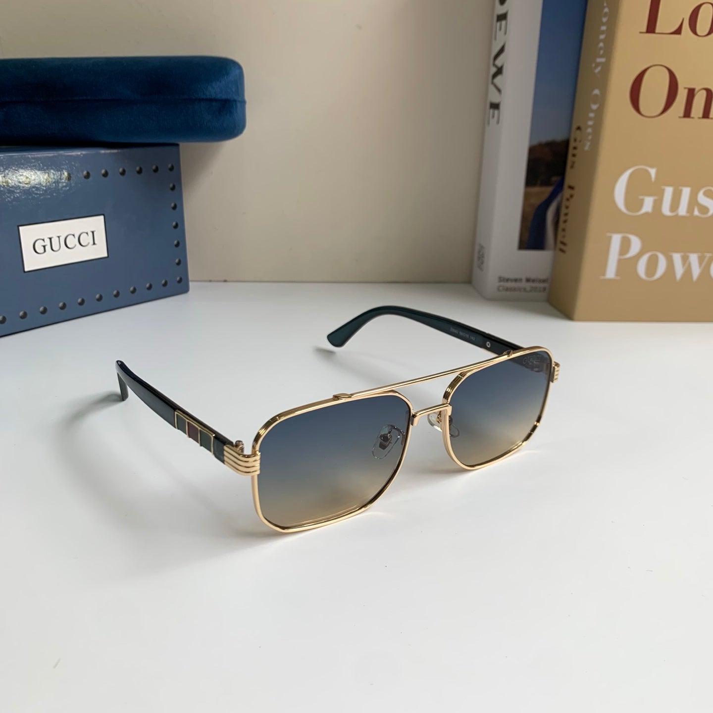 Gucci Metal Square Silver Lens Sunglasses for Men & Women - 398422