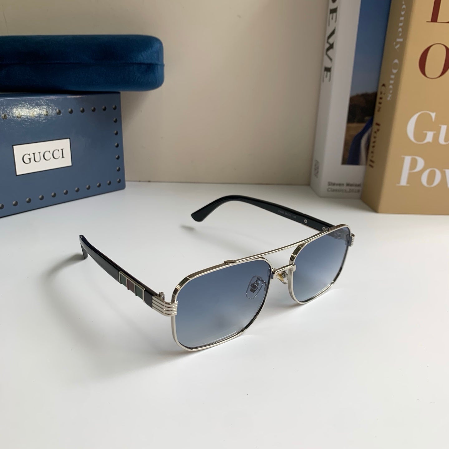 Gucci Metal Square Silver Lens Sunglasses for Men & Women - 398425