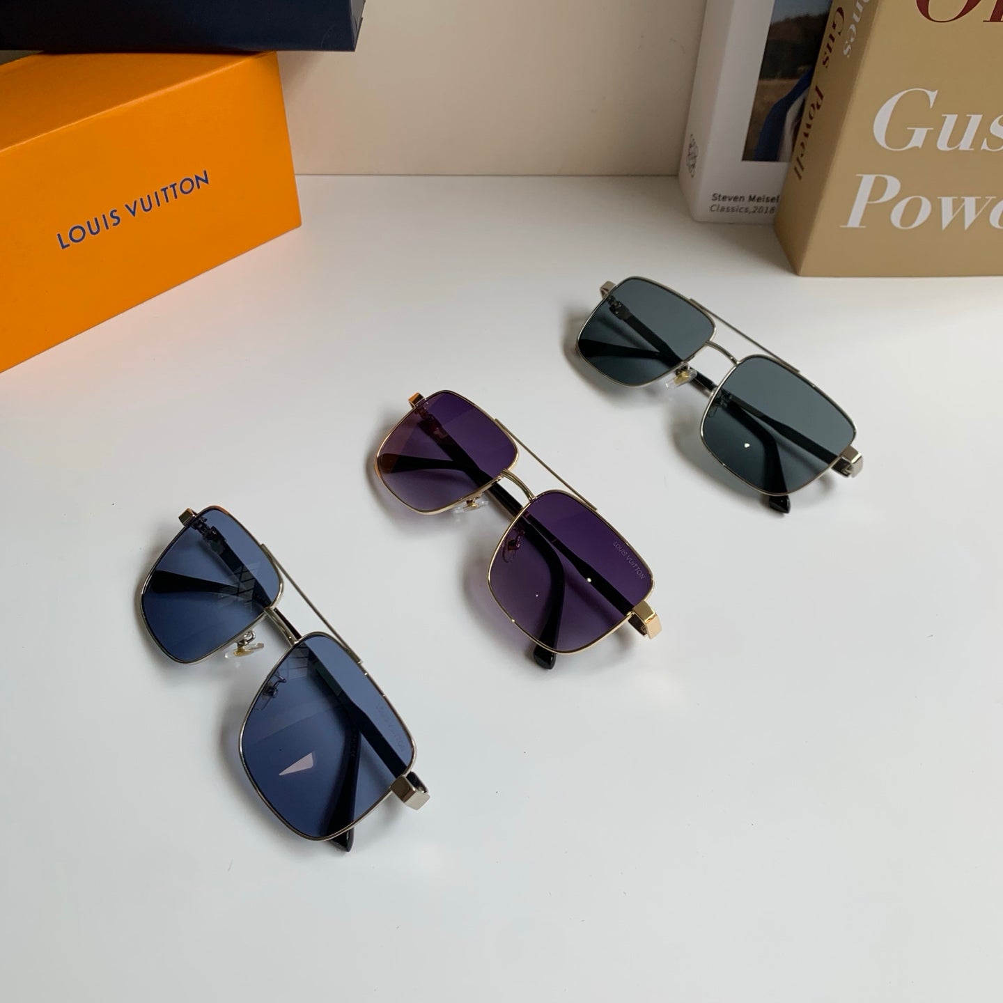 Louis Vuitton Metal Square Blue Lens Sunglasses for Men & Women - 398238 - detail image 9
