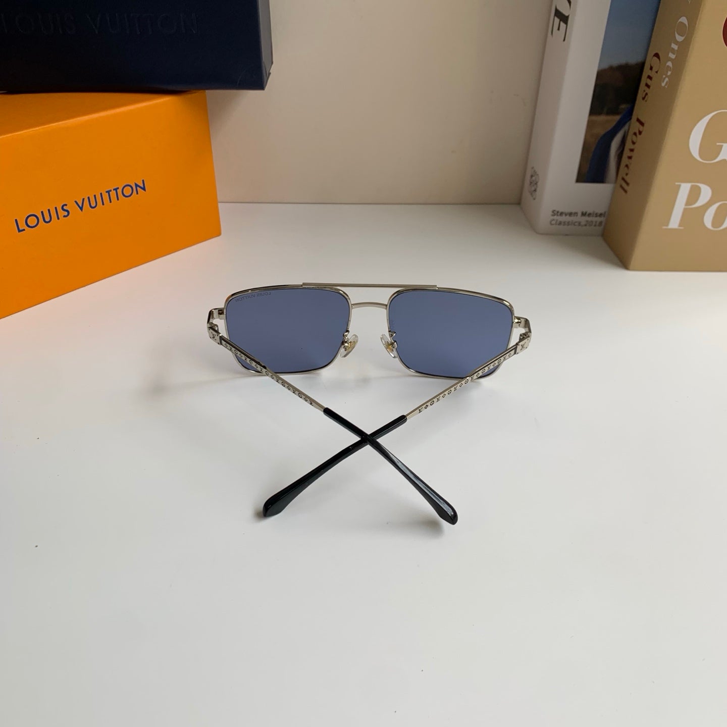 Louis Vuitton Metal Square Blue Lens Sunglasses for Men & Women - detail image 8