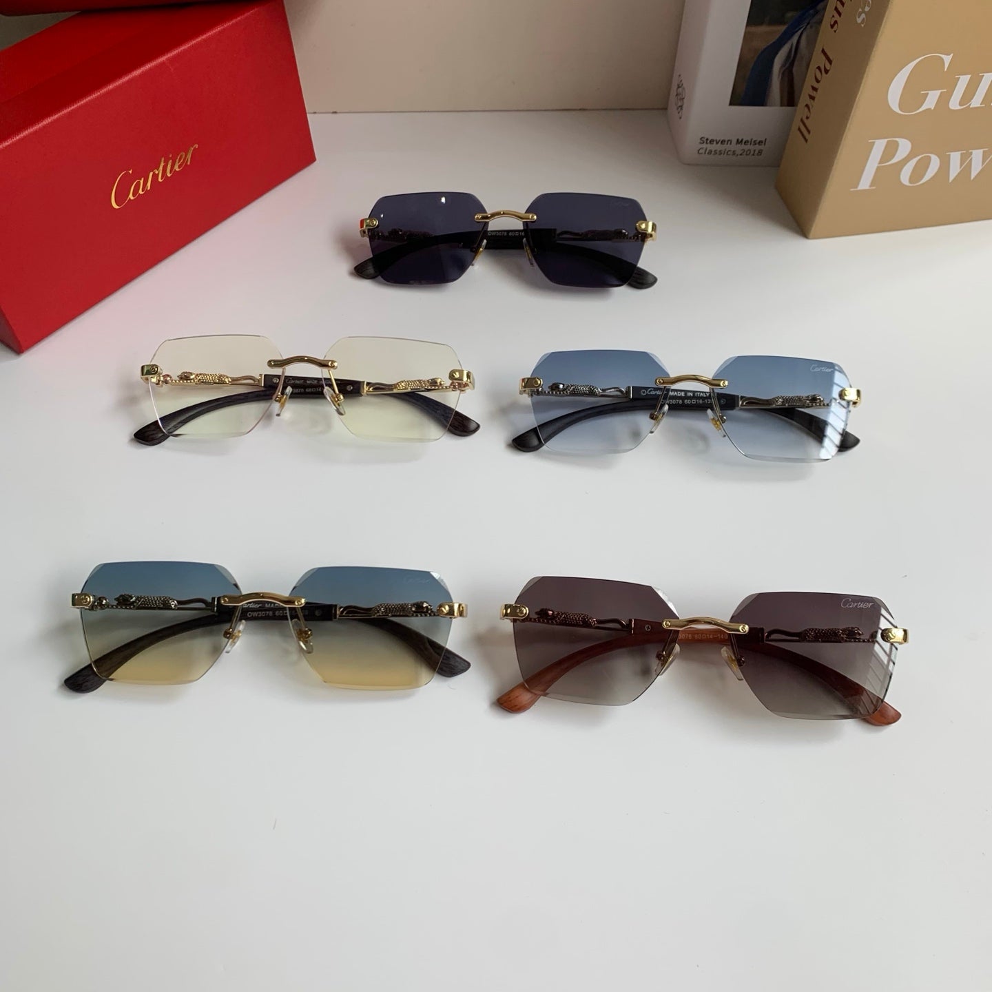 Cartier Lightweight Rimless Silver Lens Sunglasses for Men & Women - 487348 - detail image 9
