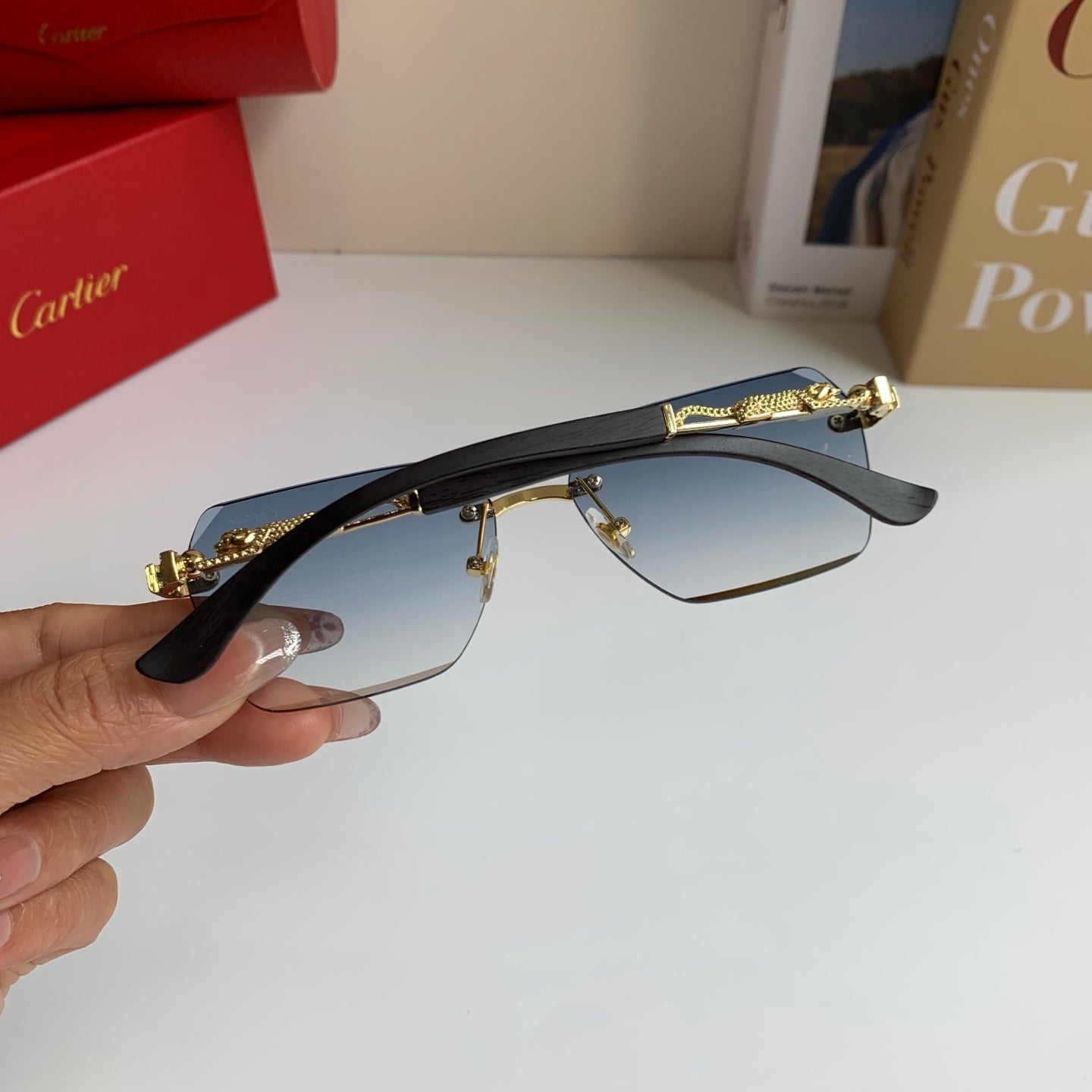 Cartier Lightweight Rimless Silver Lens Sunglasses for Men & Women - 487344 - detail image 8