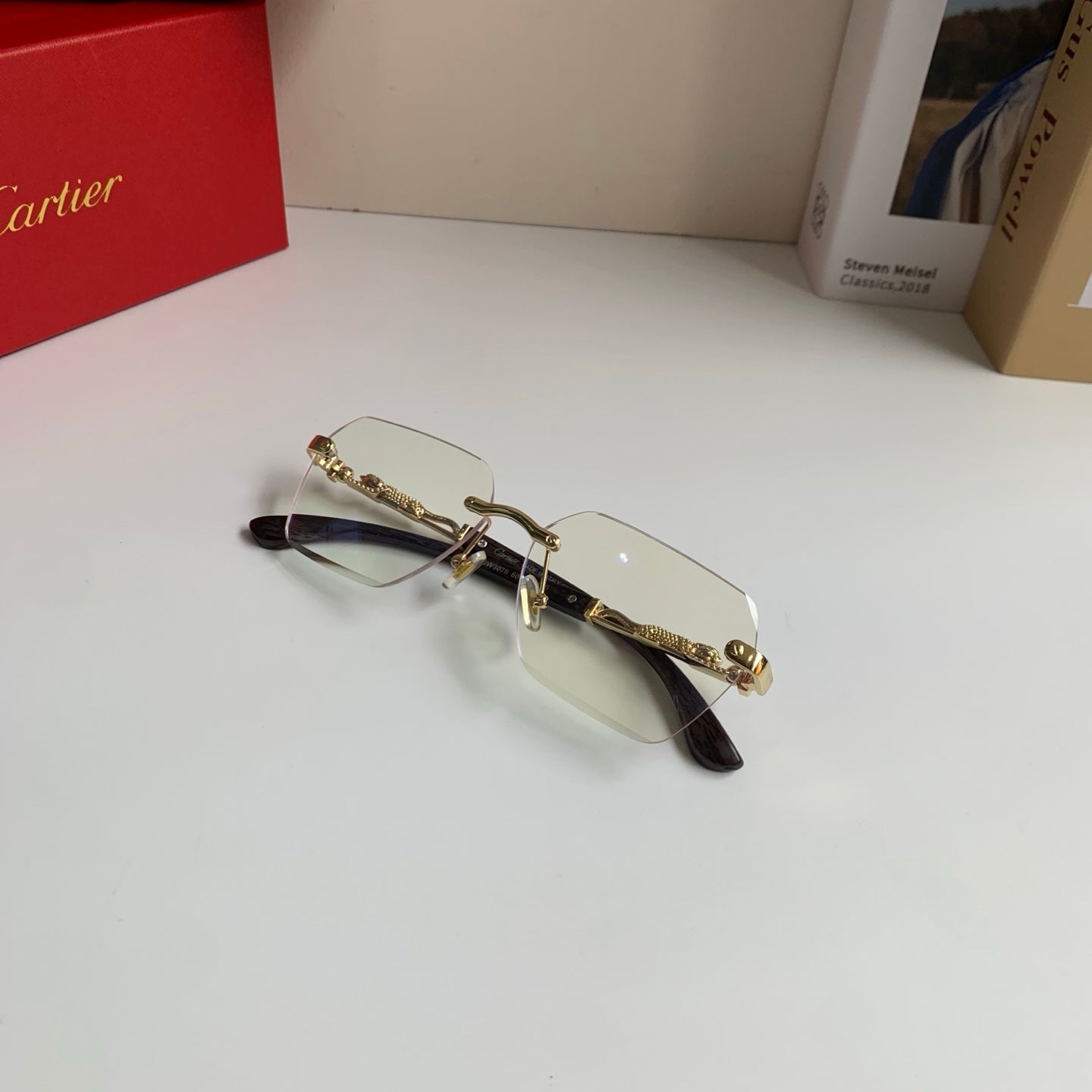 Cartier Lightweight Rimless Silver Lens Sunglasses for Men & Women - 487345 - detail image 5