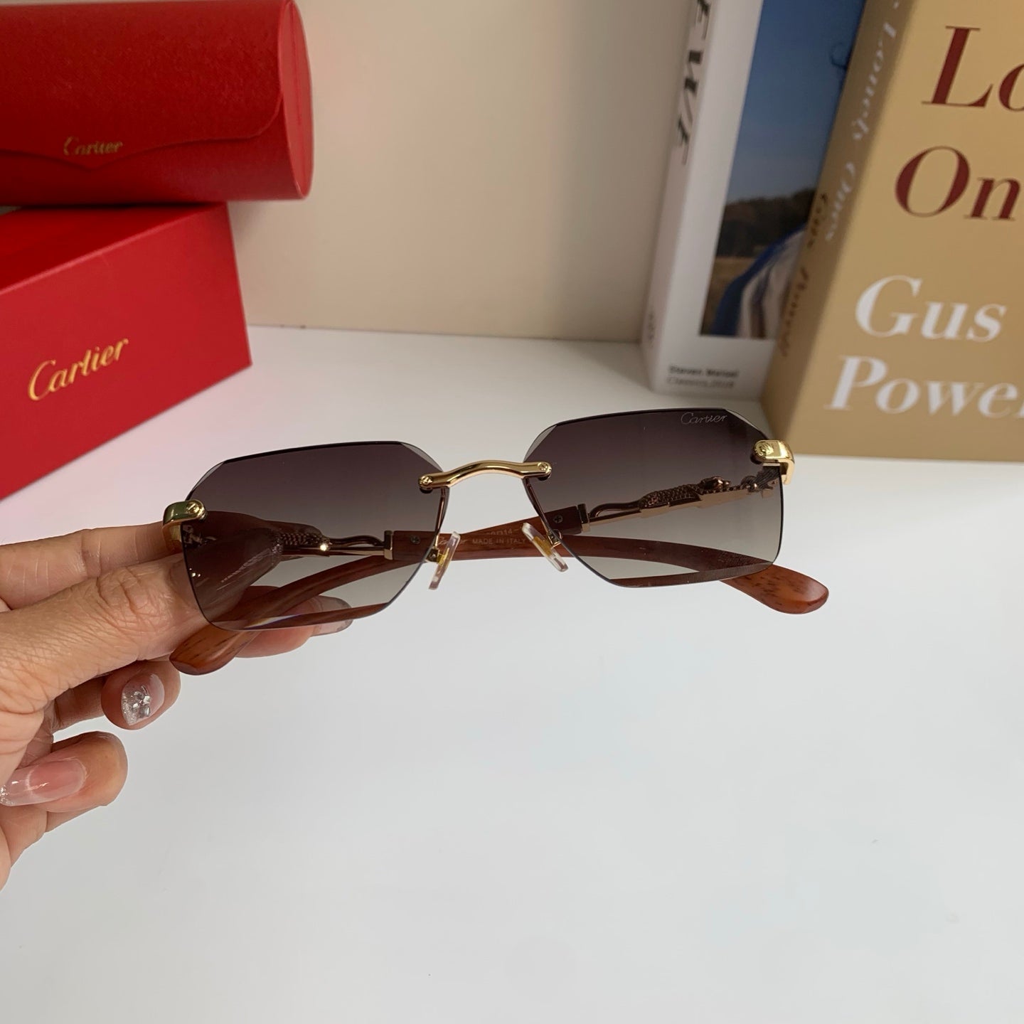 Cartier Lightweight Rimless Silver Lens Sunglasses for Men & Women - 487346 - detail image 5