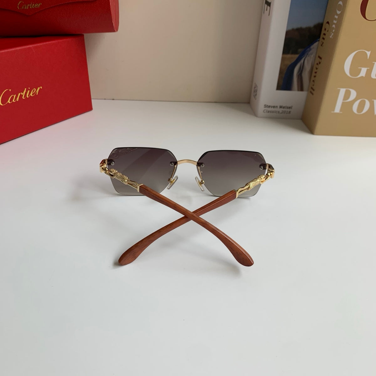 Cartier Lightweight Rimless Silver Lens Sunglasses for Men & Women - 487346 - detail image 7