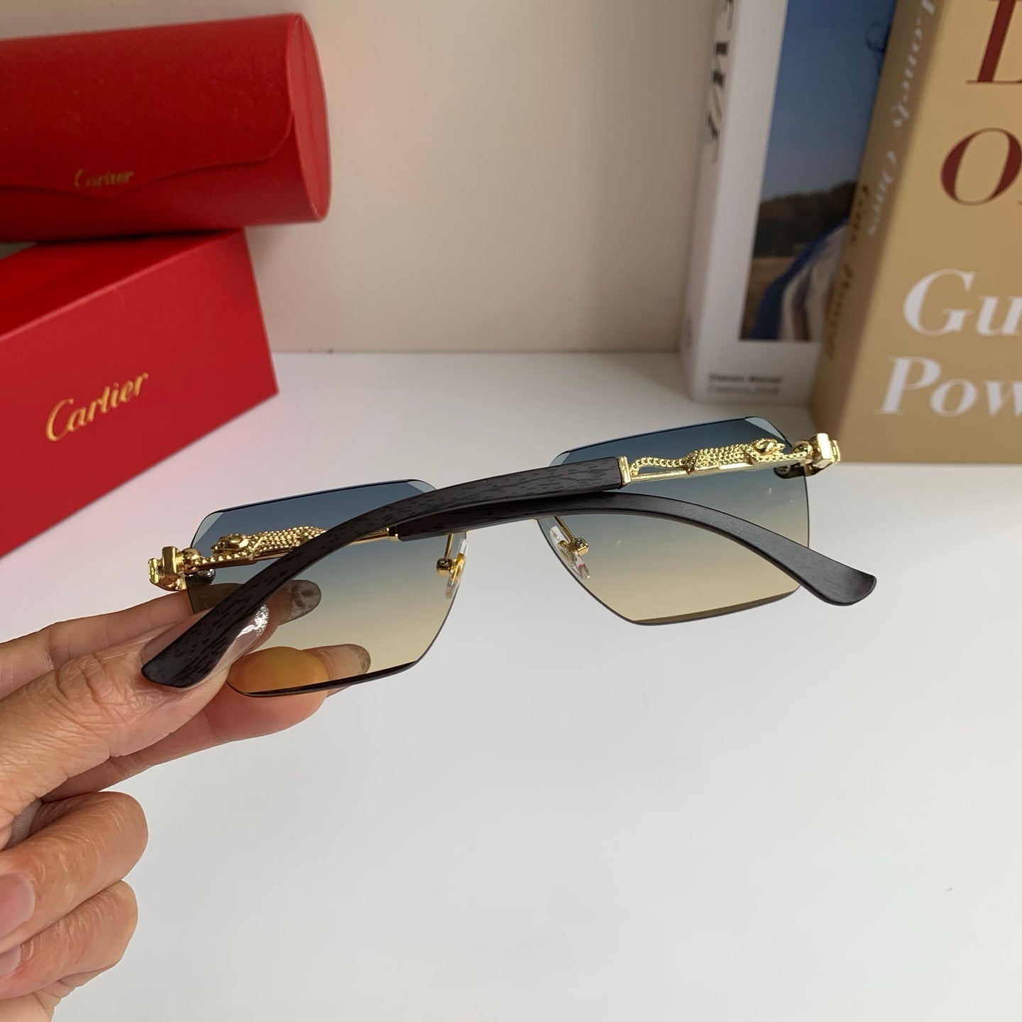 Cartier Lightweight Rimless Silver Lens Sunglasses for Men & Women - 487347 - detail image 7