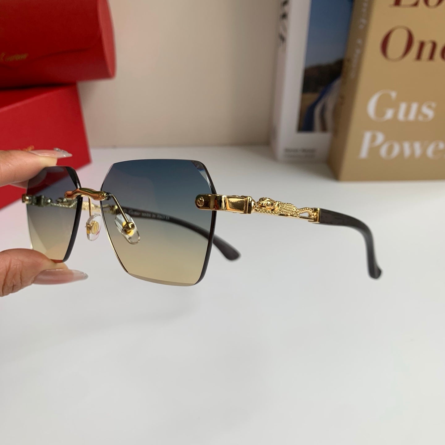 Cartier Lightweight Rimless Silver Lens Sunglasses for Men & Women - 399026 - detail image 6