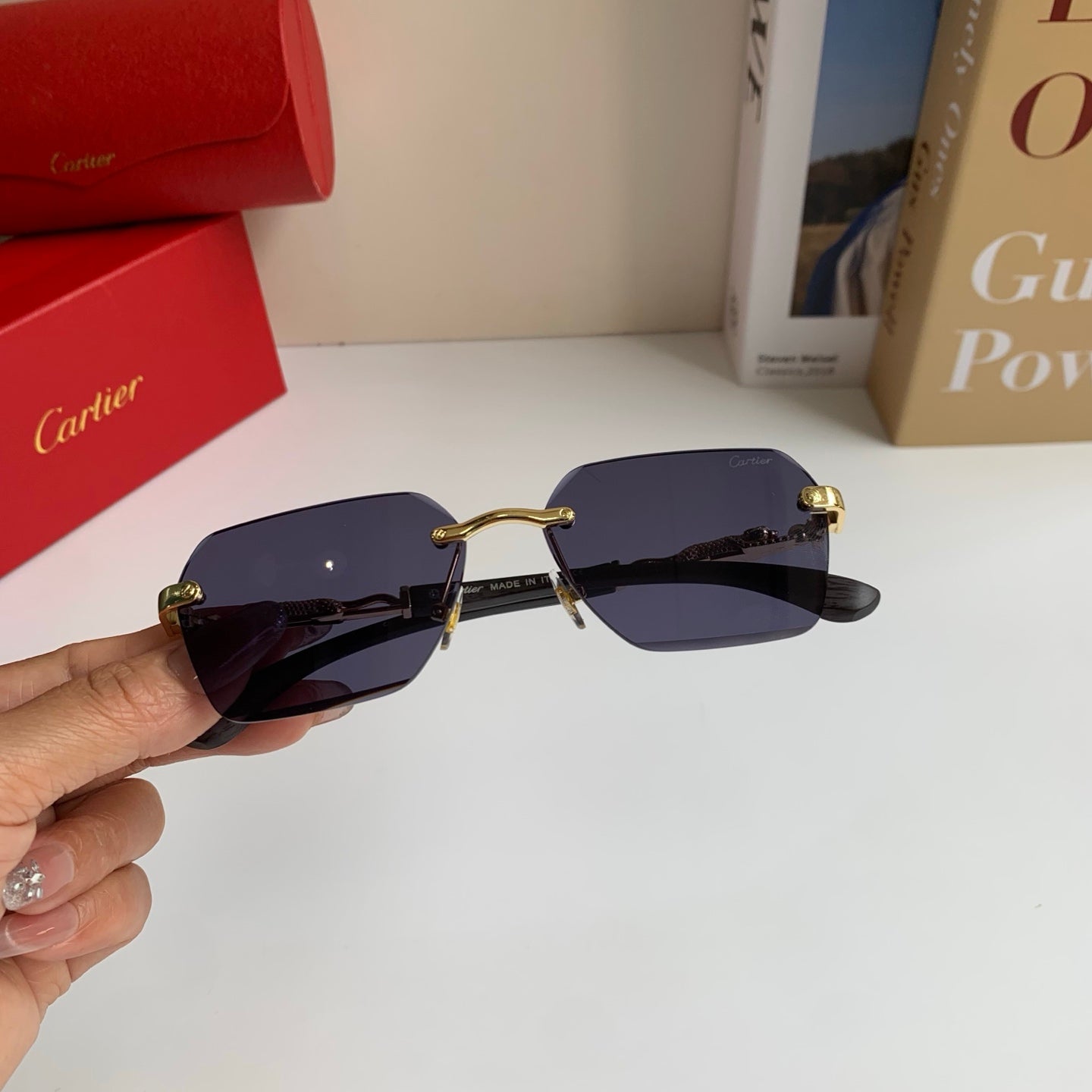 Cartier Lightweight Rimless Silver Lens Sunglasses for Men & Women - 399027 - detail image 4
