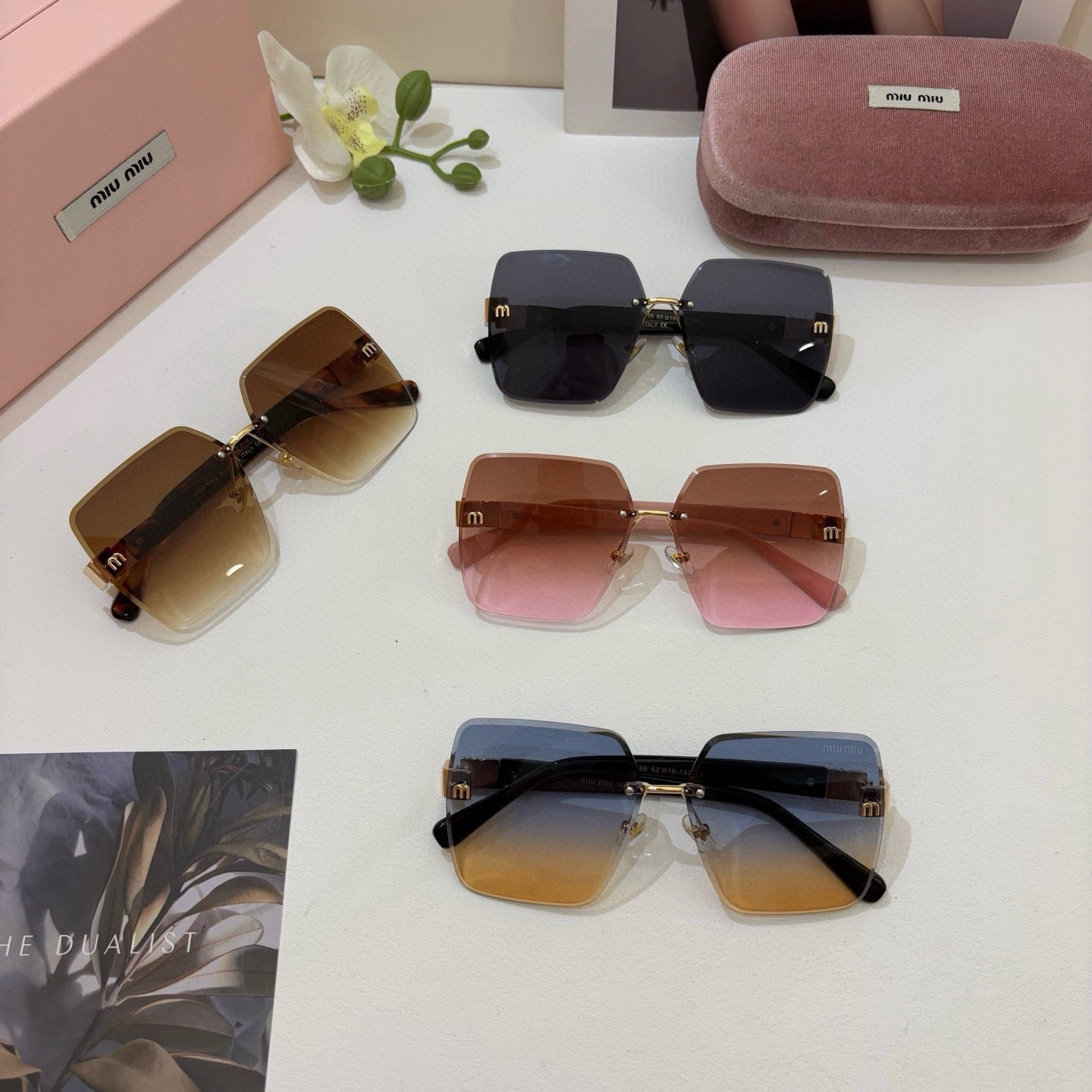 Miu Miu Square Black Lens Sunglasses for Men & Women - 158582 - detail image 2