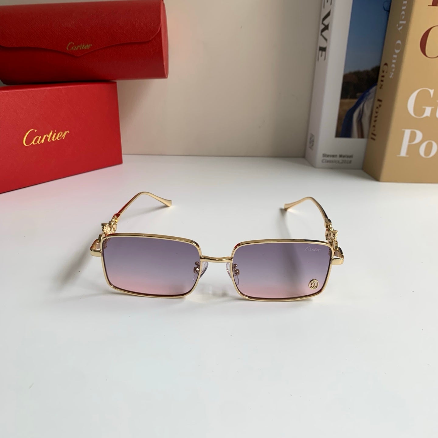 Cartier Metal Square Silver Lens Sunglasses for Men & Women - 158498 - detail image 3