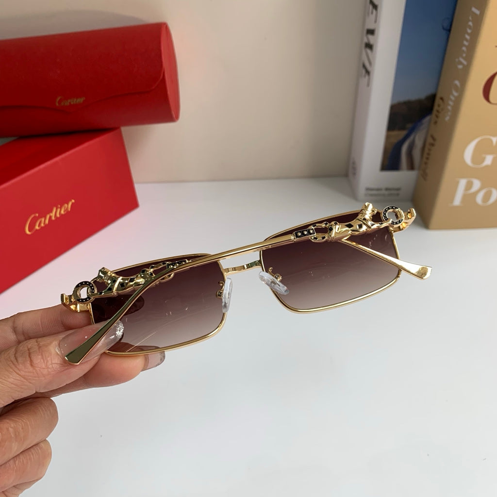 Cartier Metal Square Brown Lens Sunglasses for Men & Women - 415827 - detail image 6