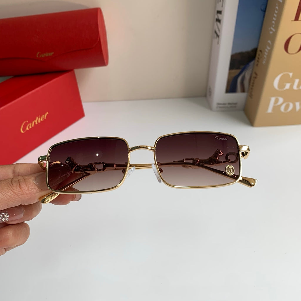 Cartier Metal Square Brown Lens Sunglasses for Men & Women - 158500 - detail image 5