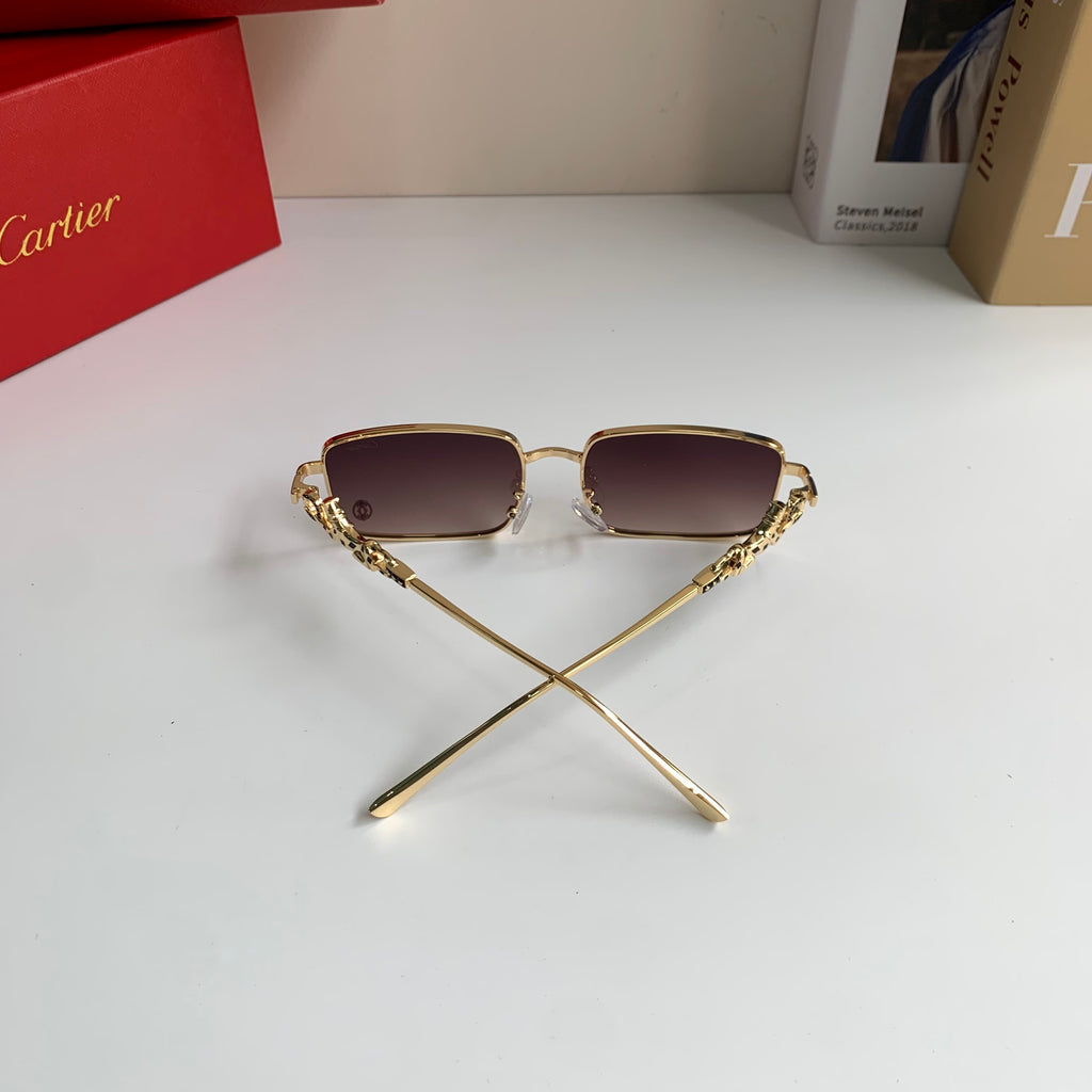 Cartier Metal Square Brown Lens Sunglasses for Men & Women - 158500 - detail image 8