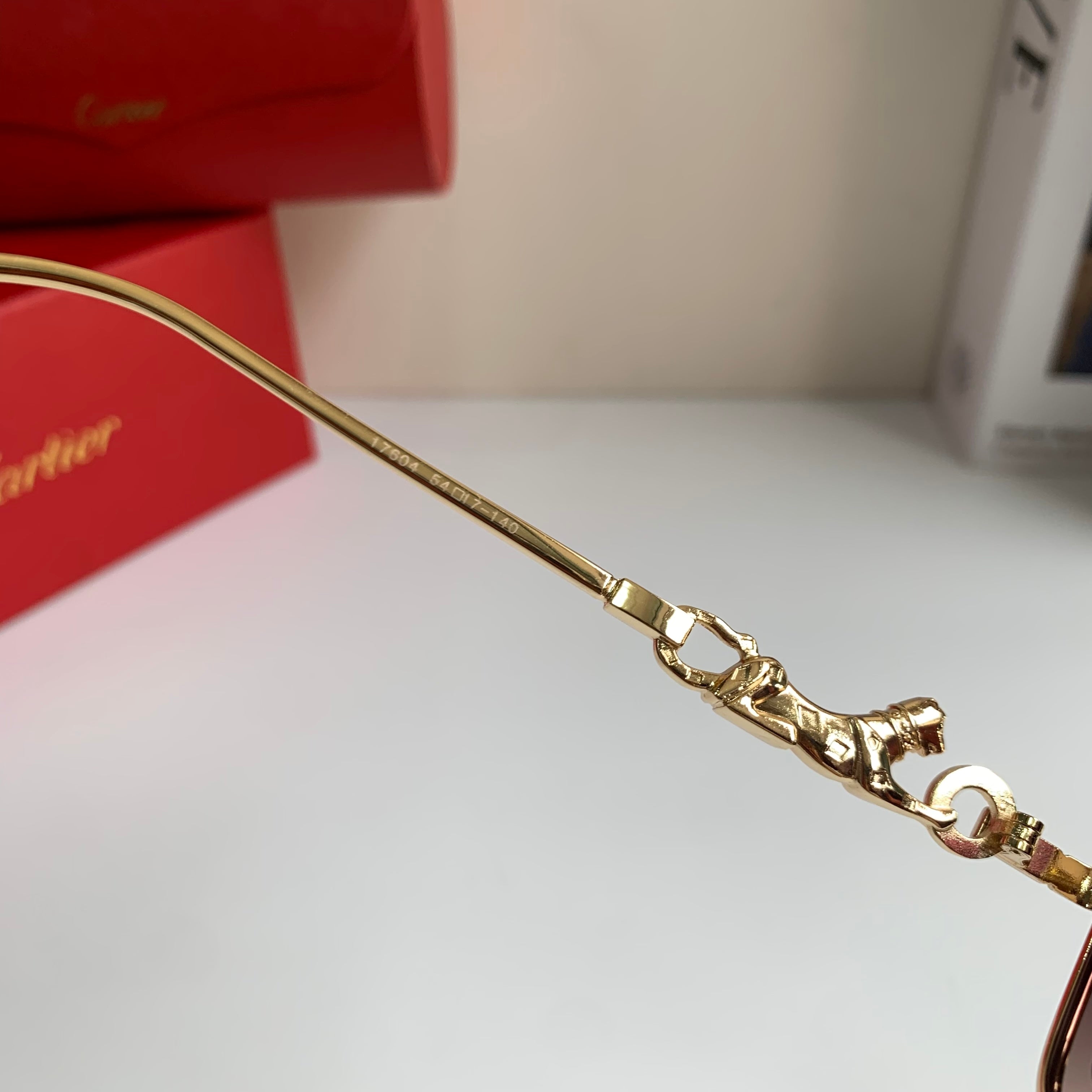 Cartier Metal Square Brown Lens Sunglasses for Men & Women - 415827 - detail image 7