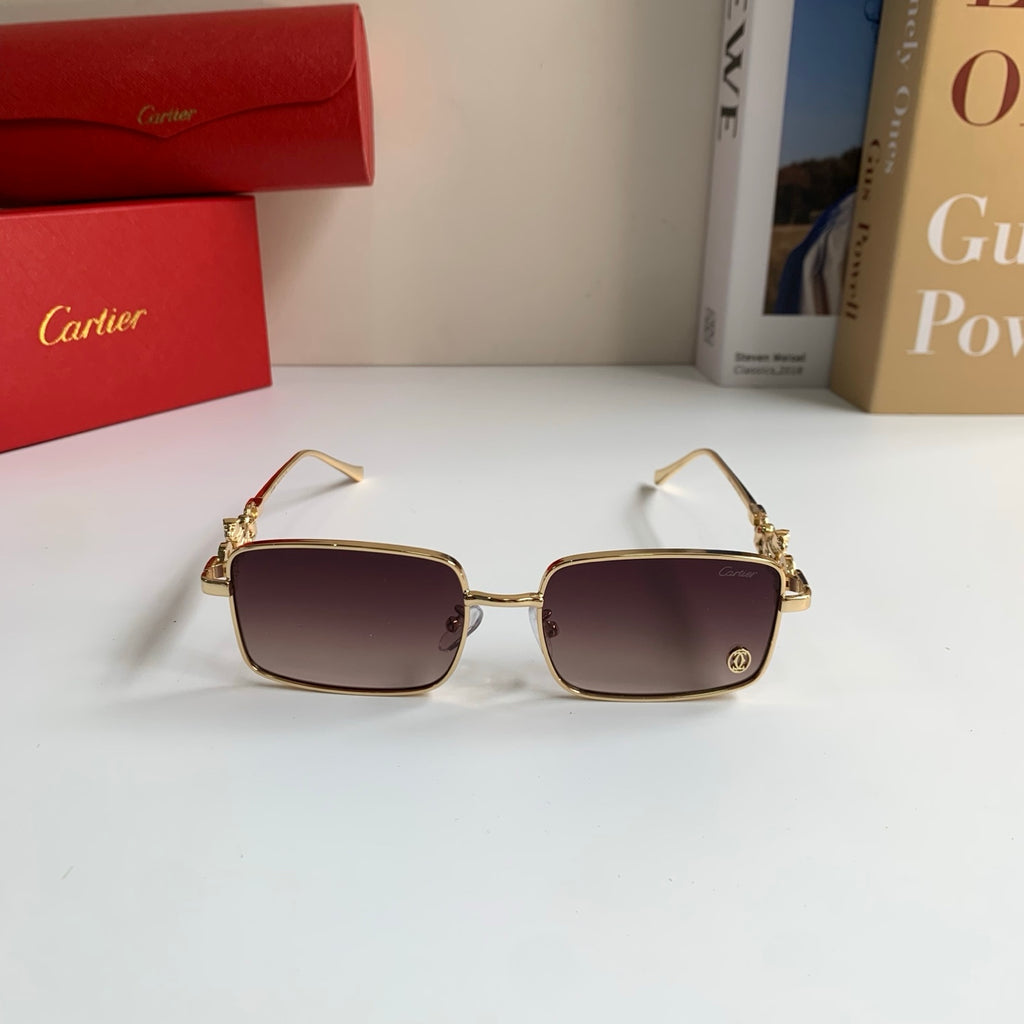 Cartier Metal Square Brown Lens Sunglasses for Men & Women - 415827 - detail image 3
