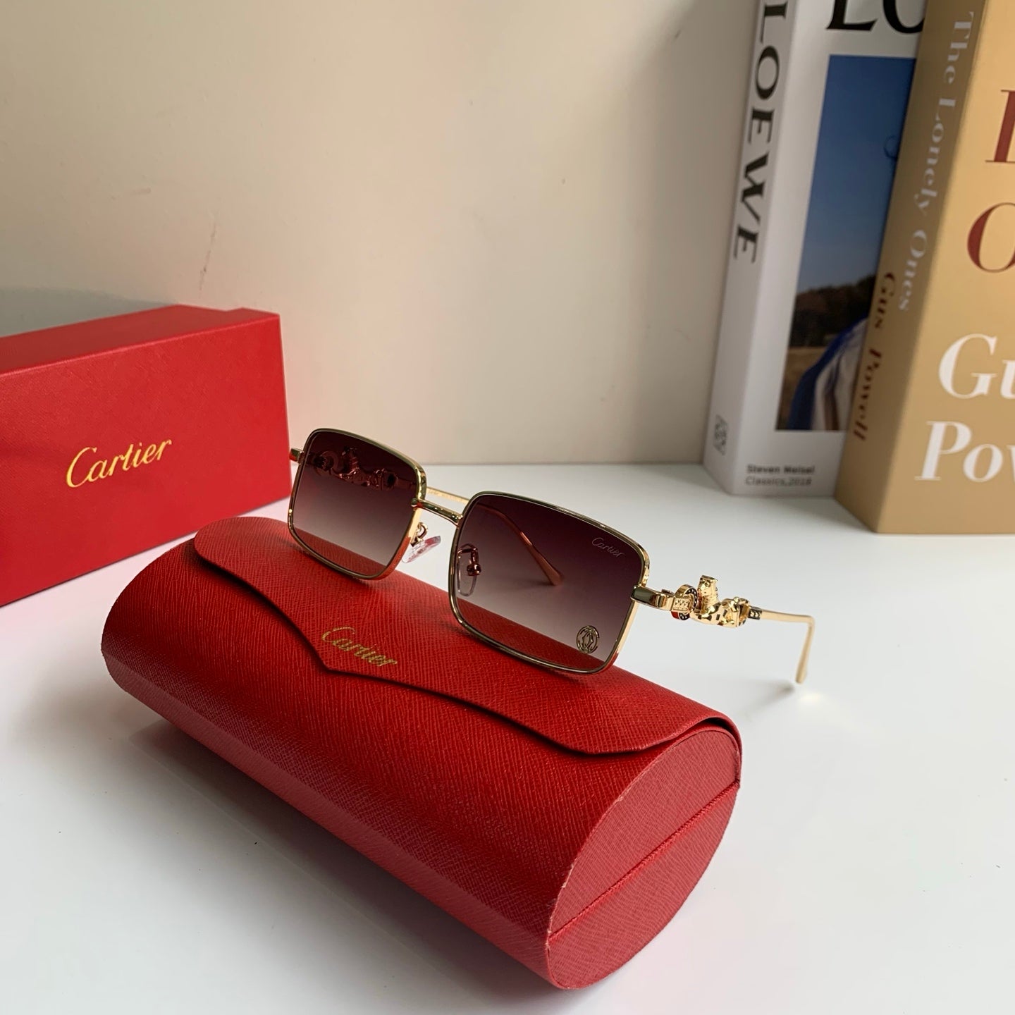 Cartier Metal Square Brown Lens Sunglasses for Men & Women - 158500 - detail image 4