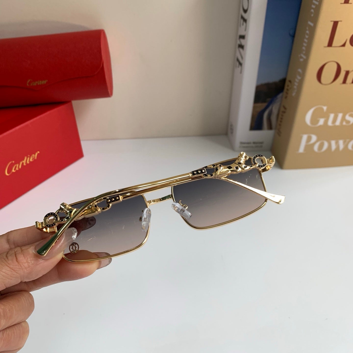 Cartier Metal Square Silver Lens Sunglasses for Men & Women - 158502 - detail image 6