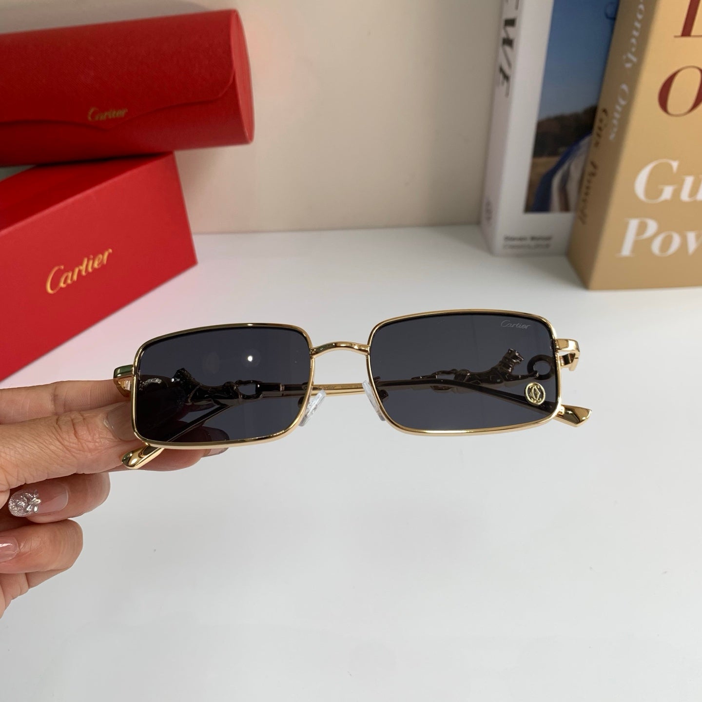 Cartier Metal Square Silver Lens Sunglasses for Men & Women - 415830 - detail image 3