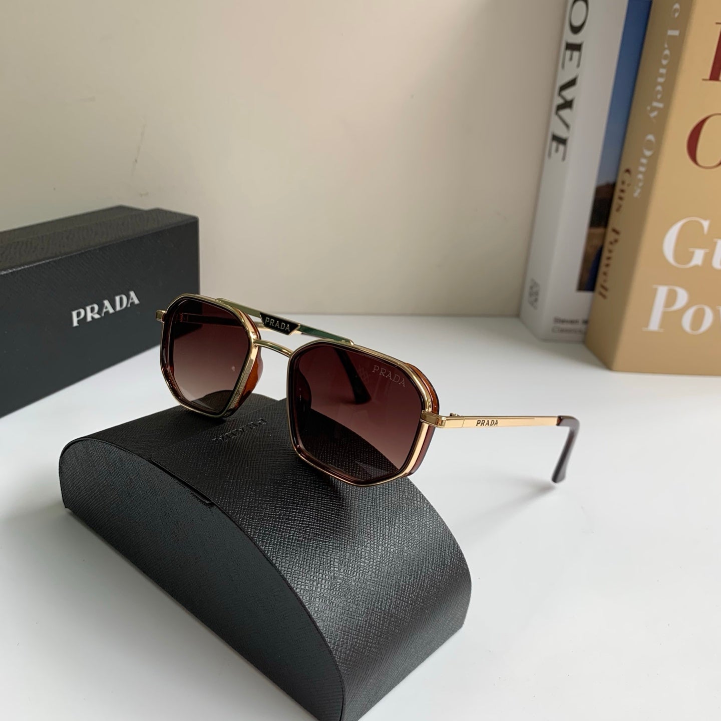 Prada Metal Square Brown Lens Sunglasses for Men & Women - 432072 - detail image 4