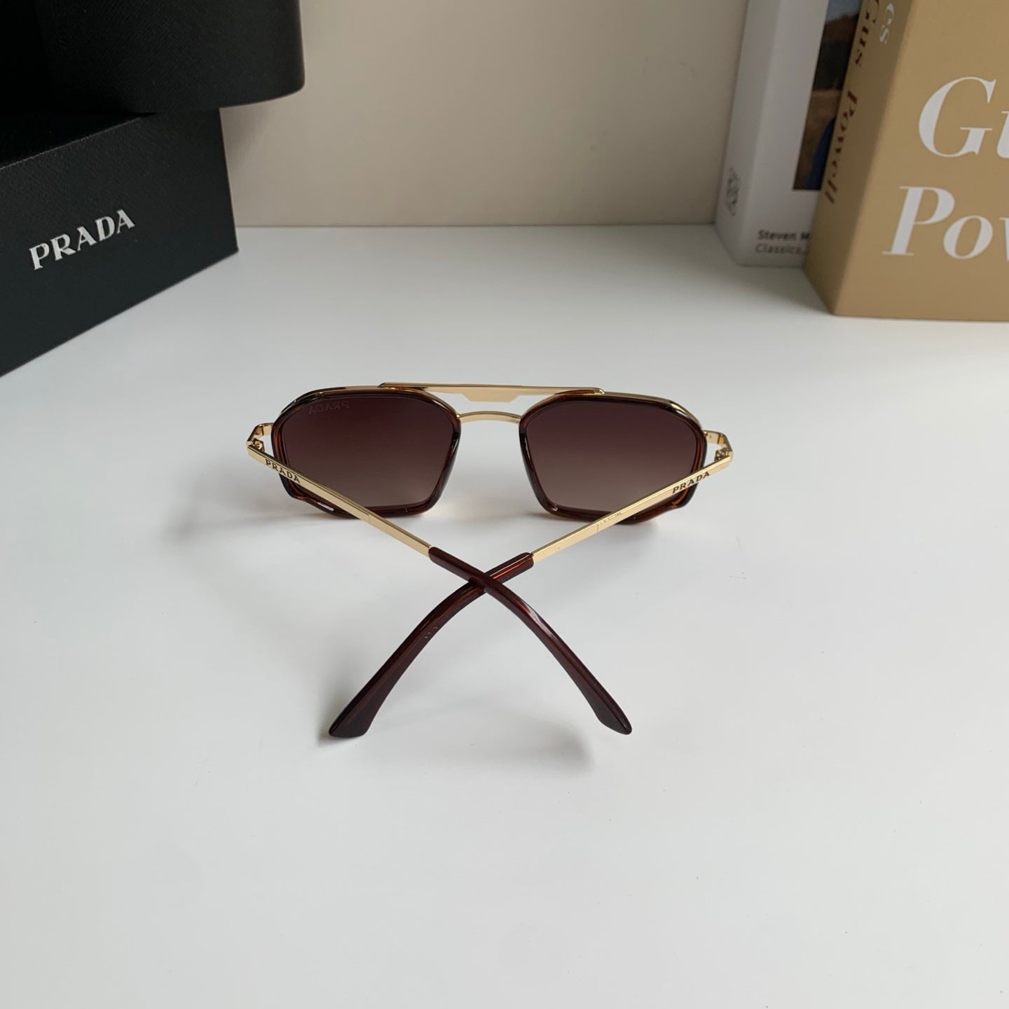 Prada Metal Square Brown Lens Sunglasses for Men & Women - 432072 - detail image 6