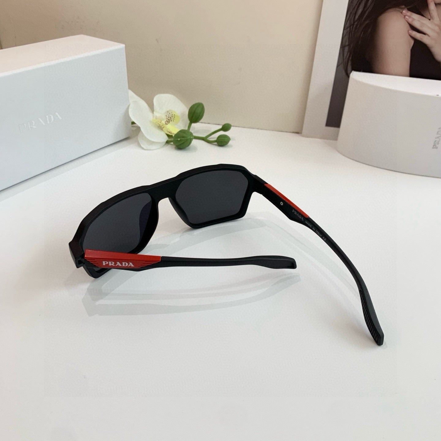 Prada Square Black Lens Sunglasses for Men & Women - 432111 - detail image 4