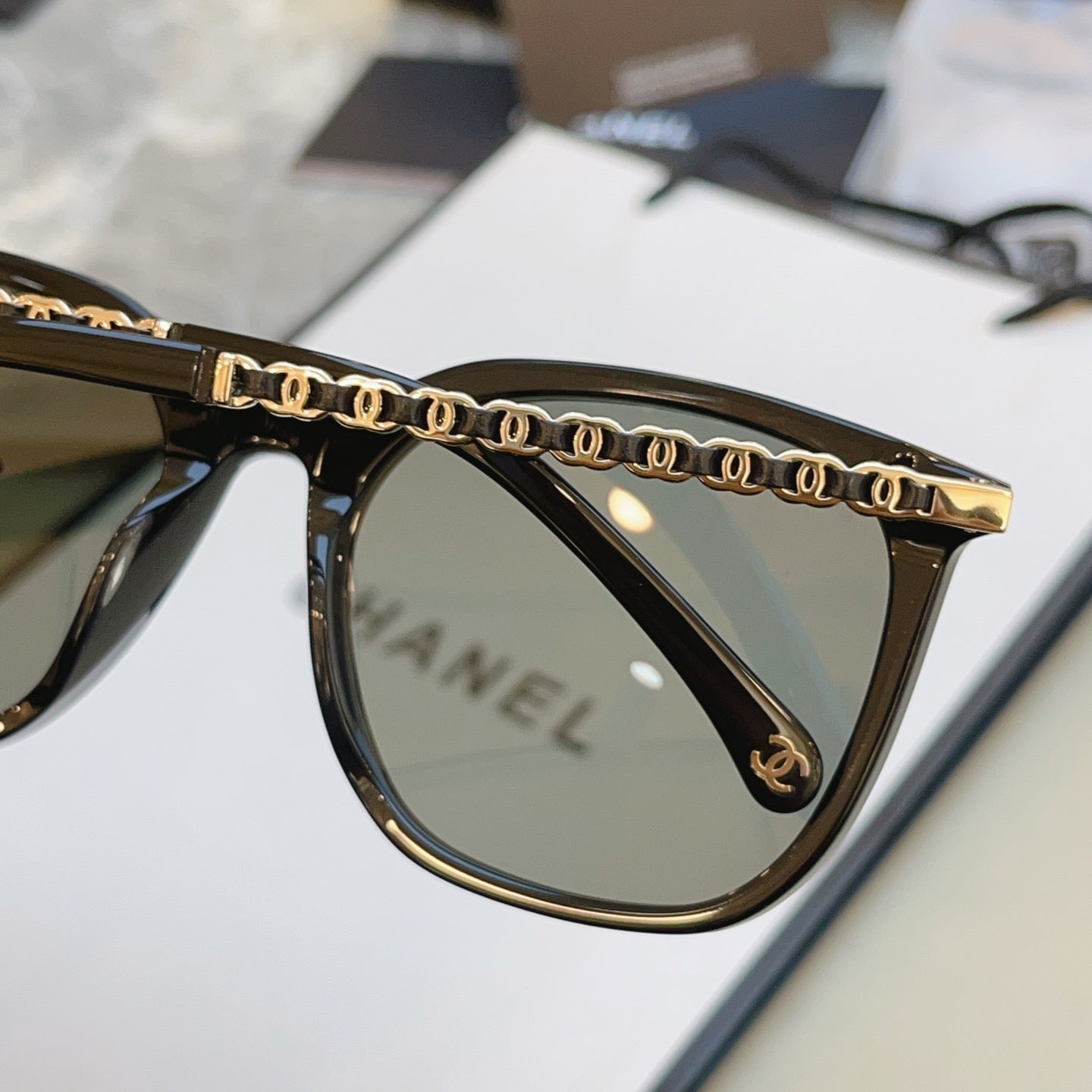 Chanel 3435-Q-A Fashion Black Lens Sunglasses for Men & Women - detail image 8
