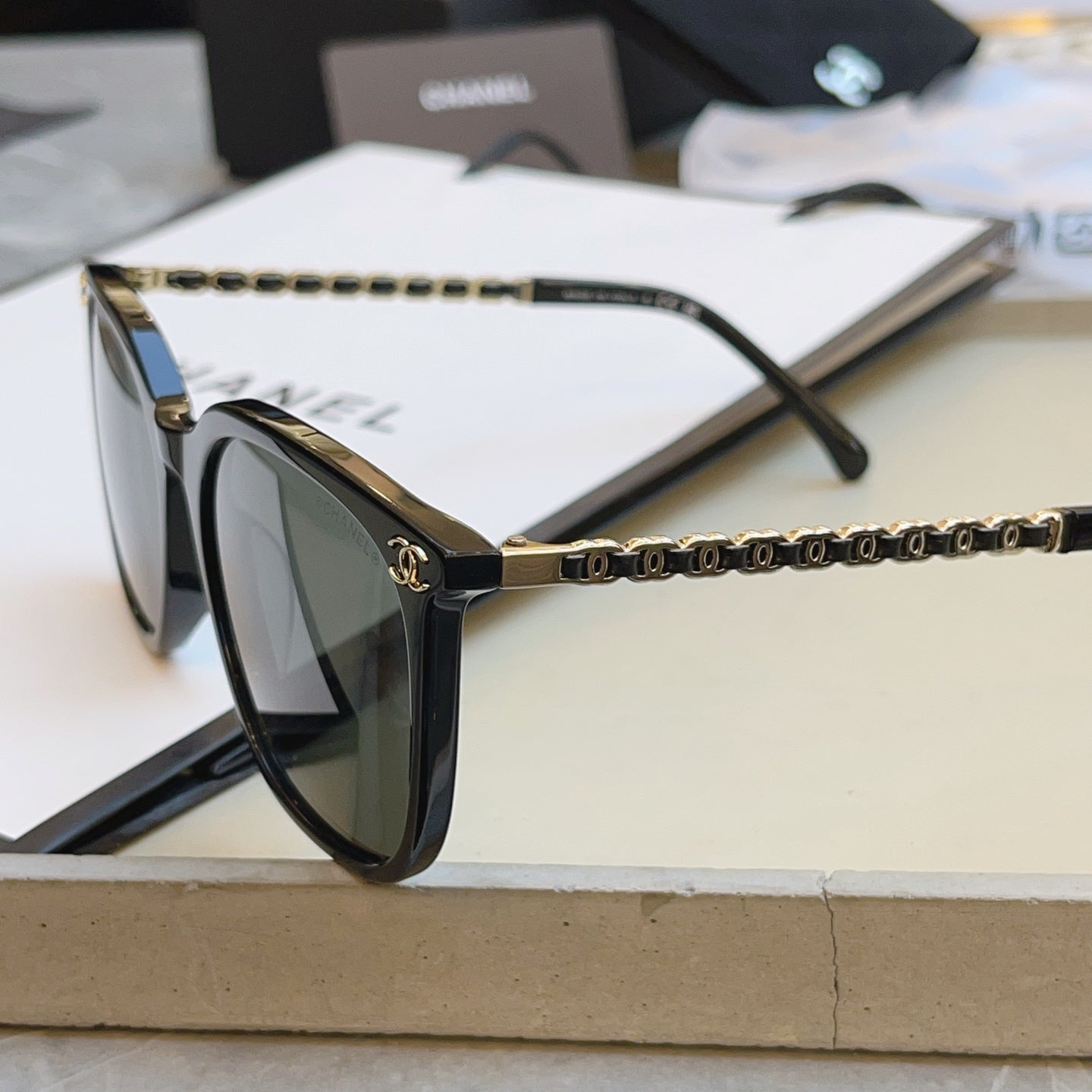 Chanel 3435-Q-A Fashion Black Lens Sunglasses for Men & Women - detail image 3