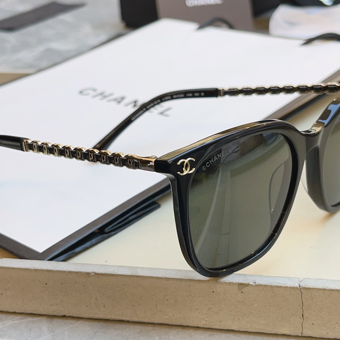 Chanel 3435-Q-A Fashion Black Lens Sunglasses for Men & Women - detail image 7