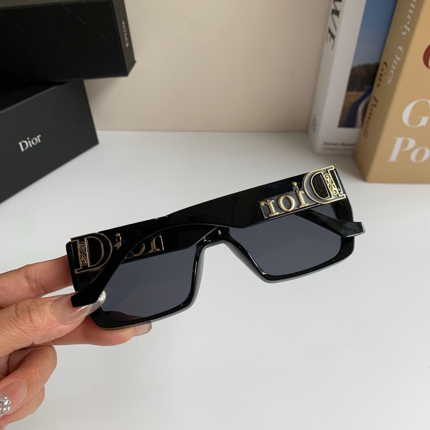 Dior Polarized Square Black Lens Sunglasses for Men & Women - detail image 7