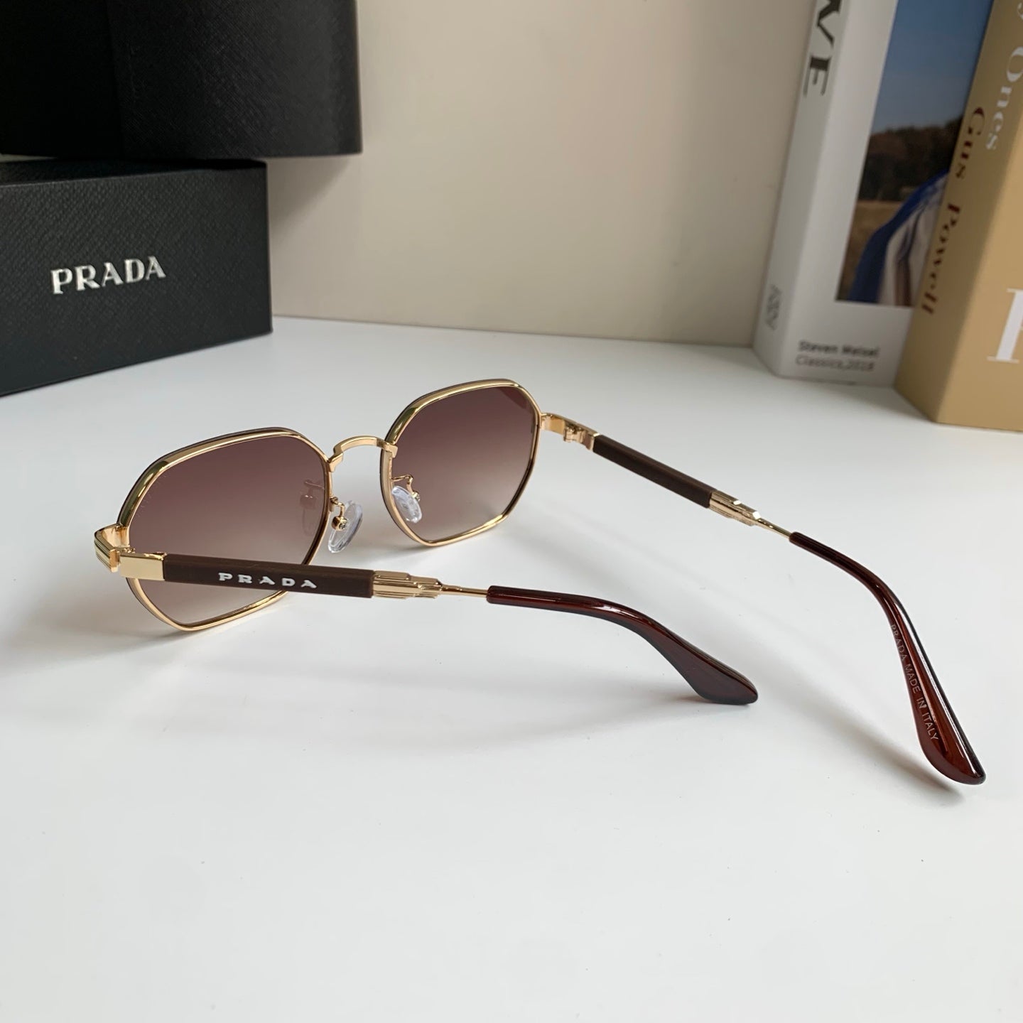 Prada Metal Fashion Red Lens Sunglasses for Men & Women - detail image 7