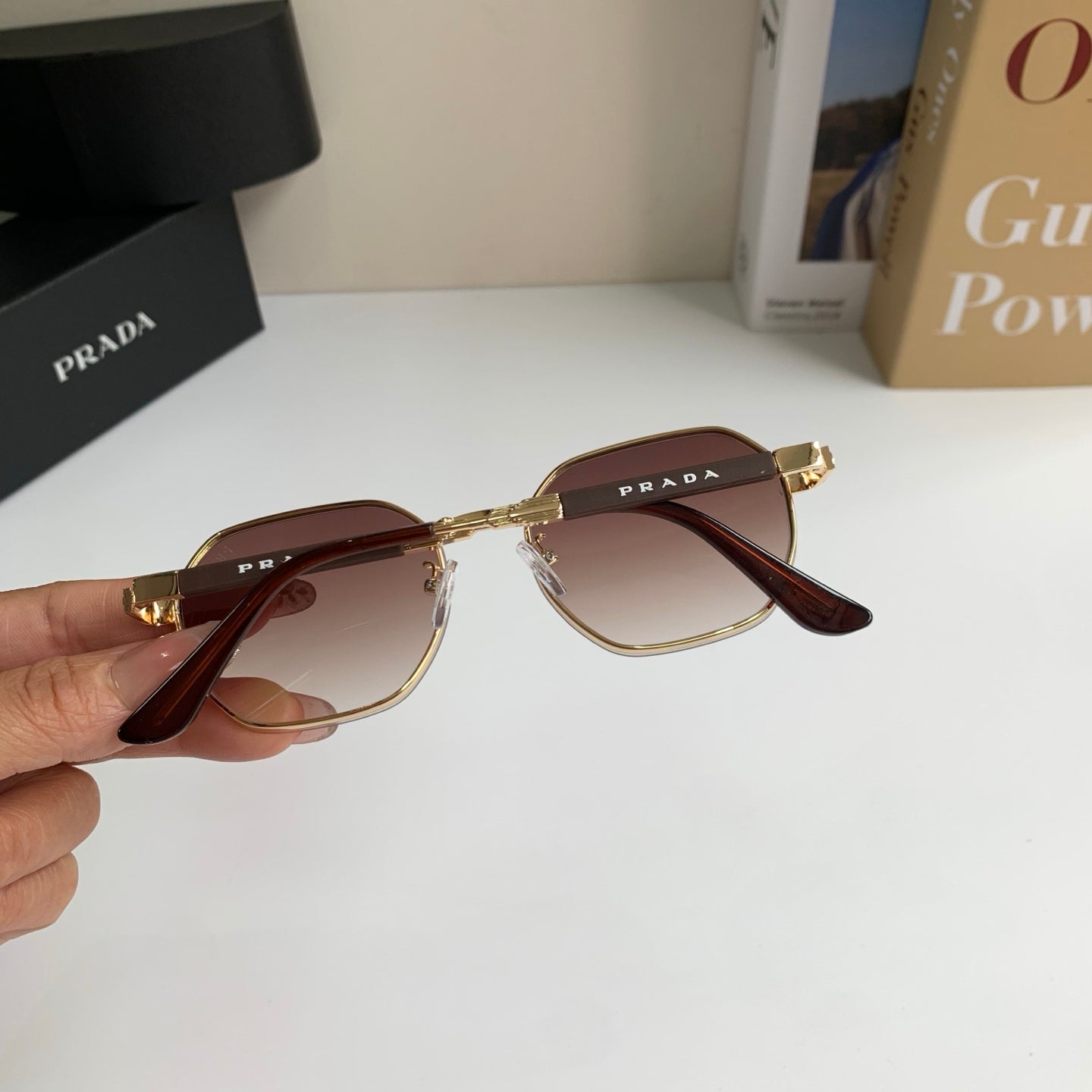 Prada Metal Fashion Red Lens Sunglasses for Men & Women - detail image 6