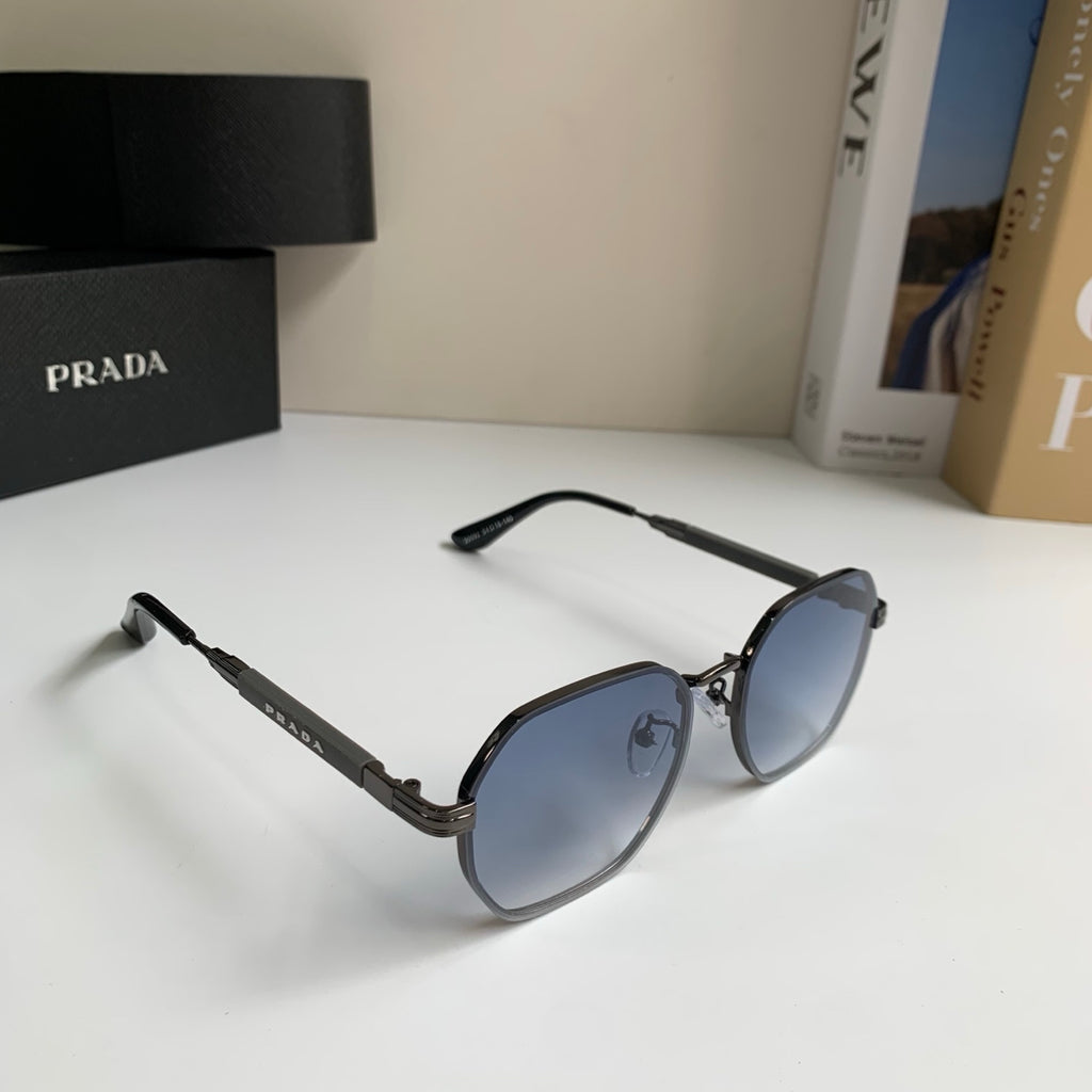 Prada Metal Fashion Silver Lens Sunglasses for Men & Women - 382587