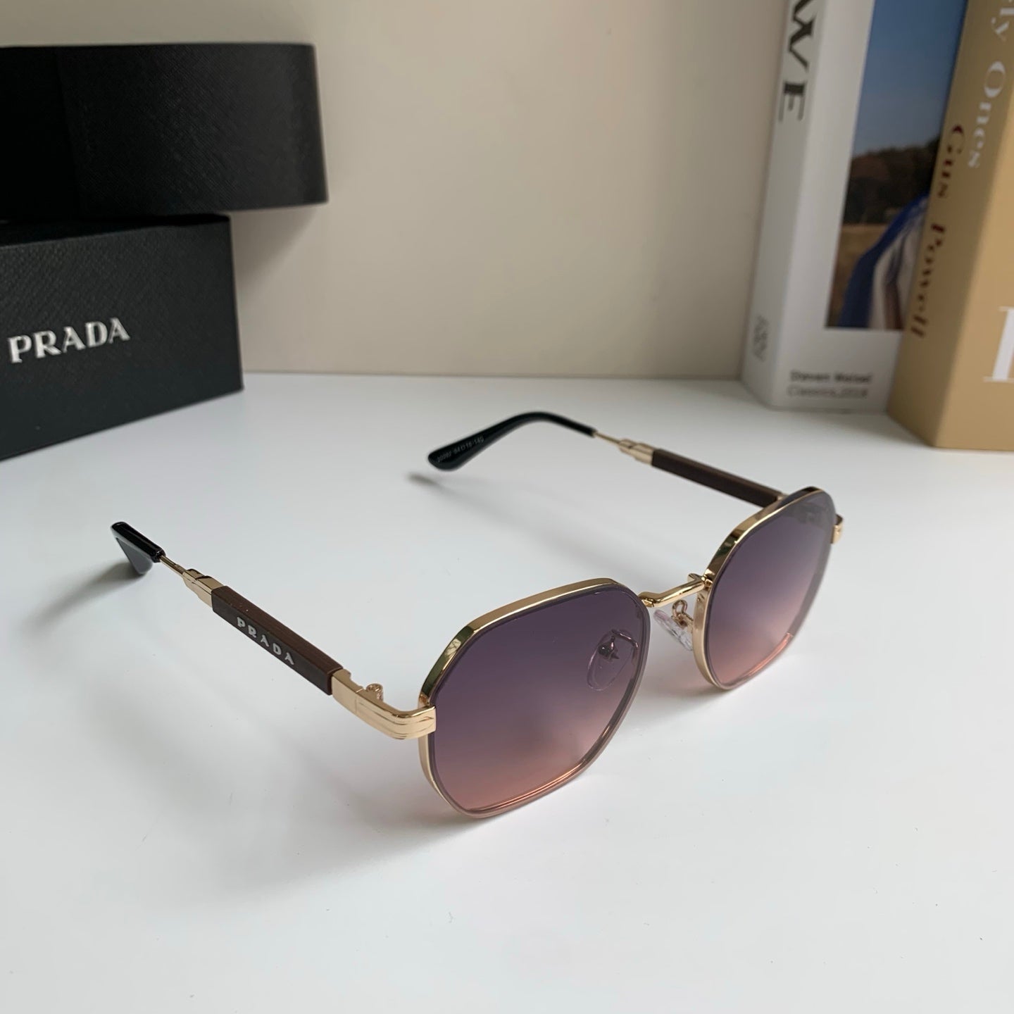 Prada Metal Fashion Silver Lens Sunglasses for Men & Women - 382588